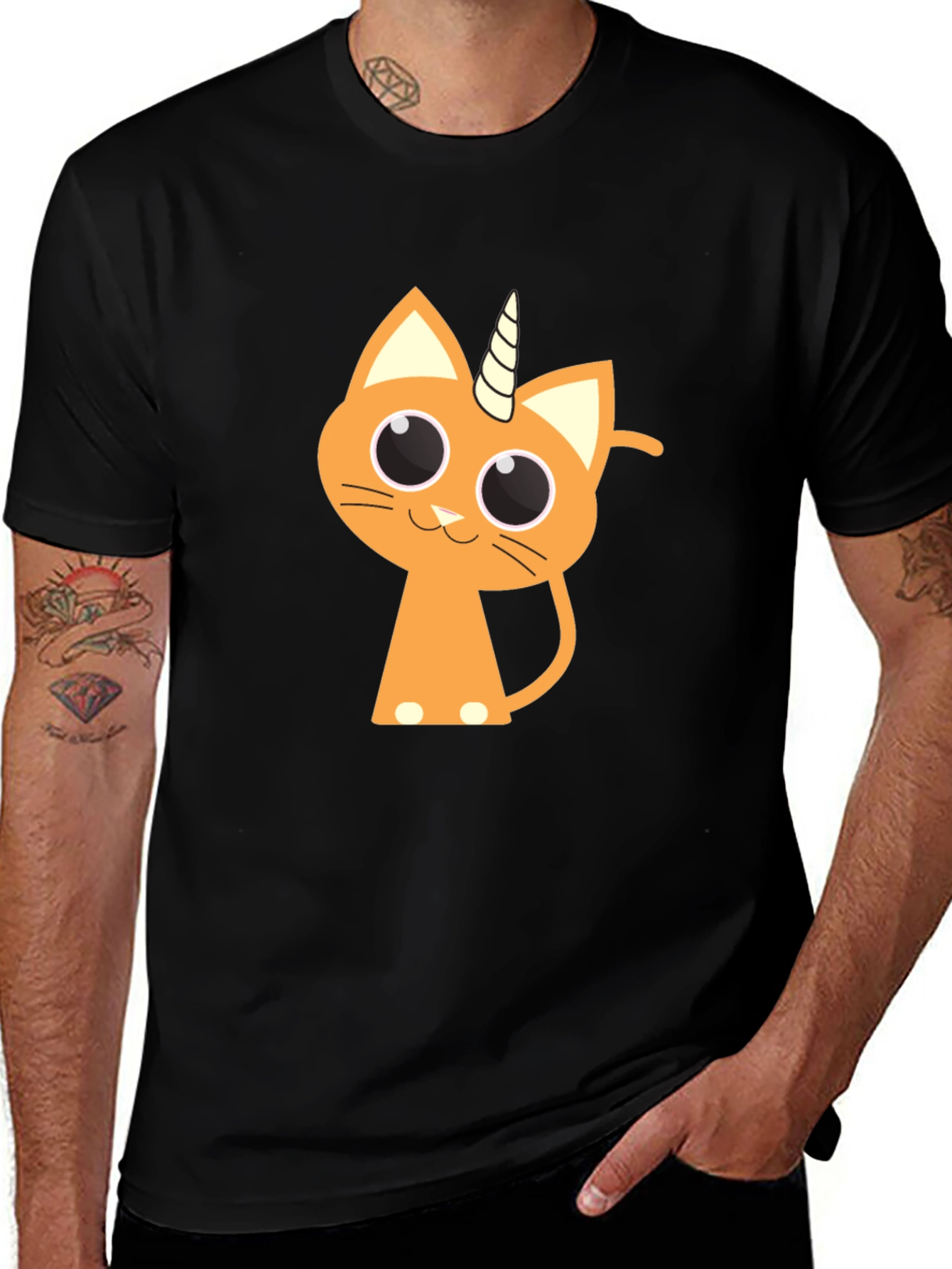 Variant 13 of Unicat T-Shirt - Orange Cat with Unicorn Horn Tee