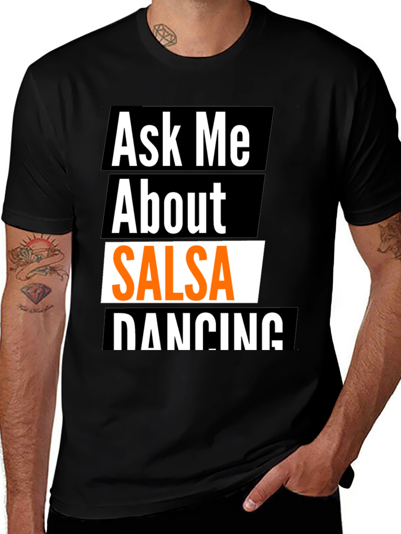 Black Ask Me About Salsa Dancing T-Shirt main image