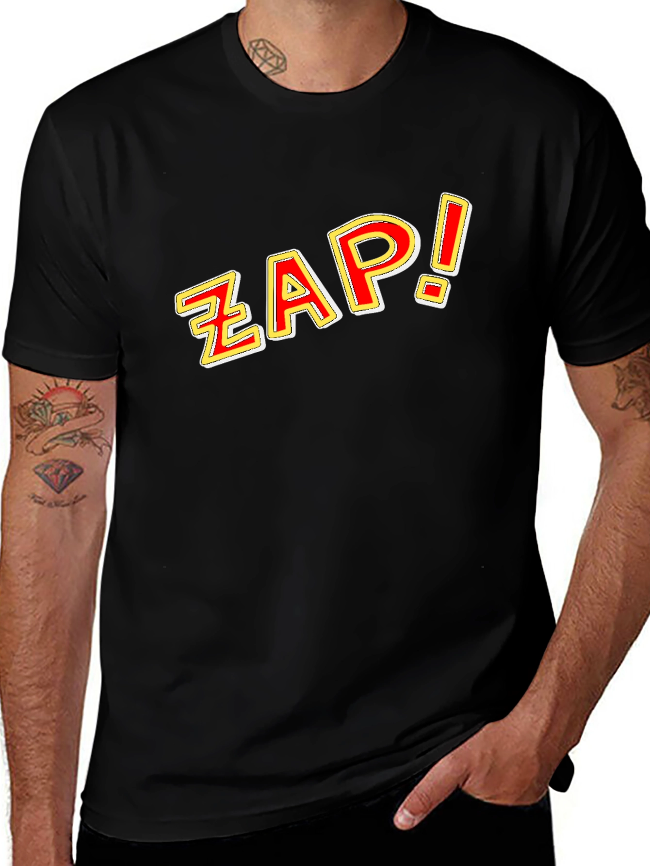 Variant 4 of ZAP! Black Graphic Tee - Comic Style Pop Art
