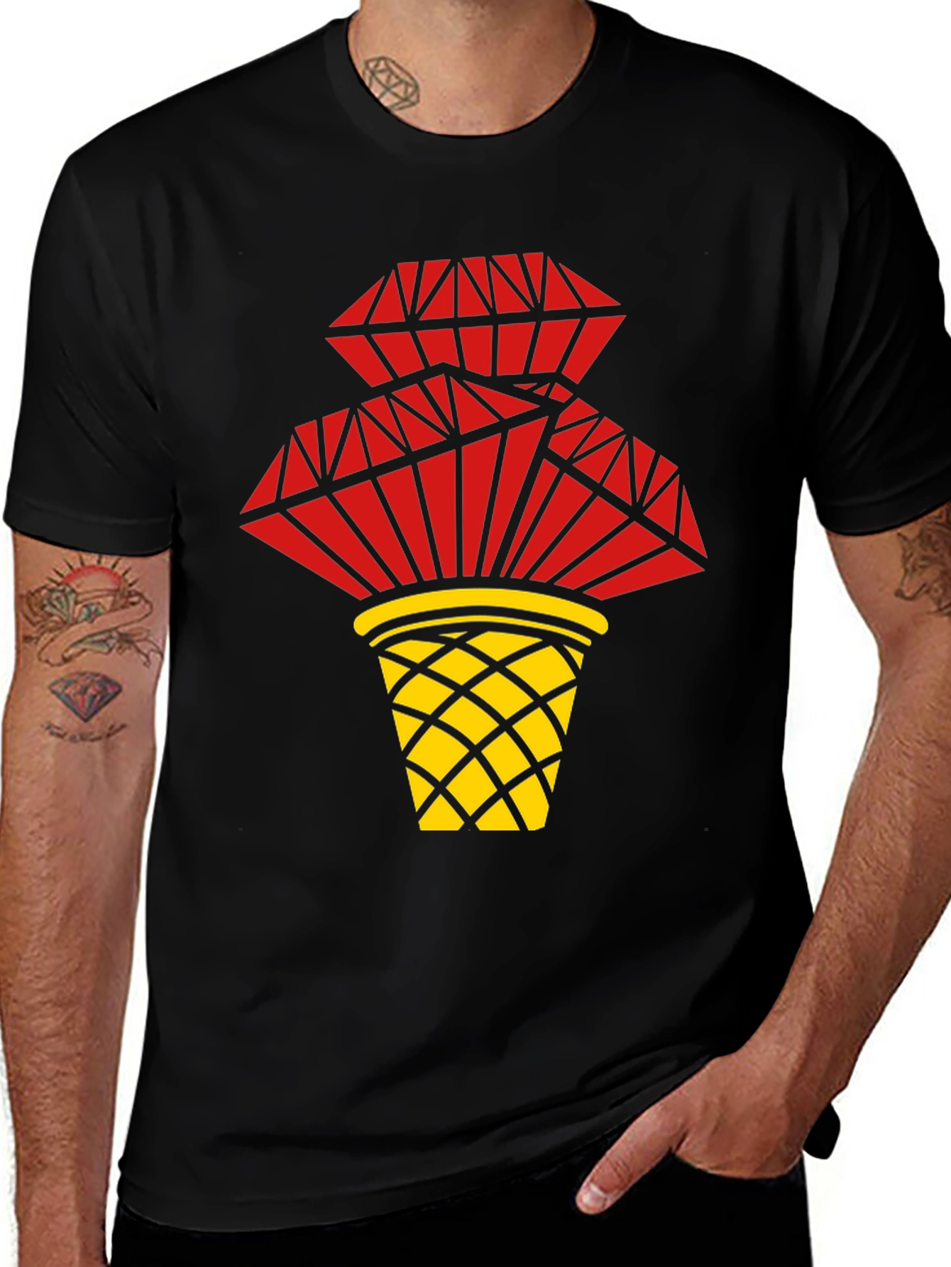 Variant 22 of Red Diamond Basket Graphic Tee - Stylish Casual Wear