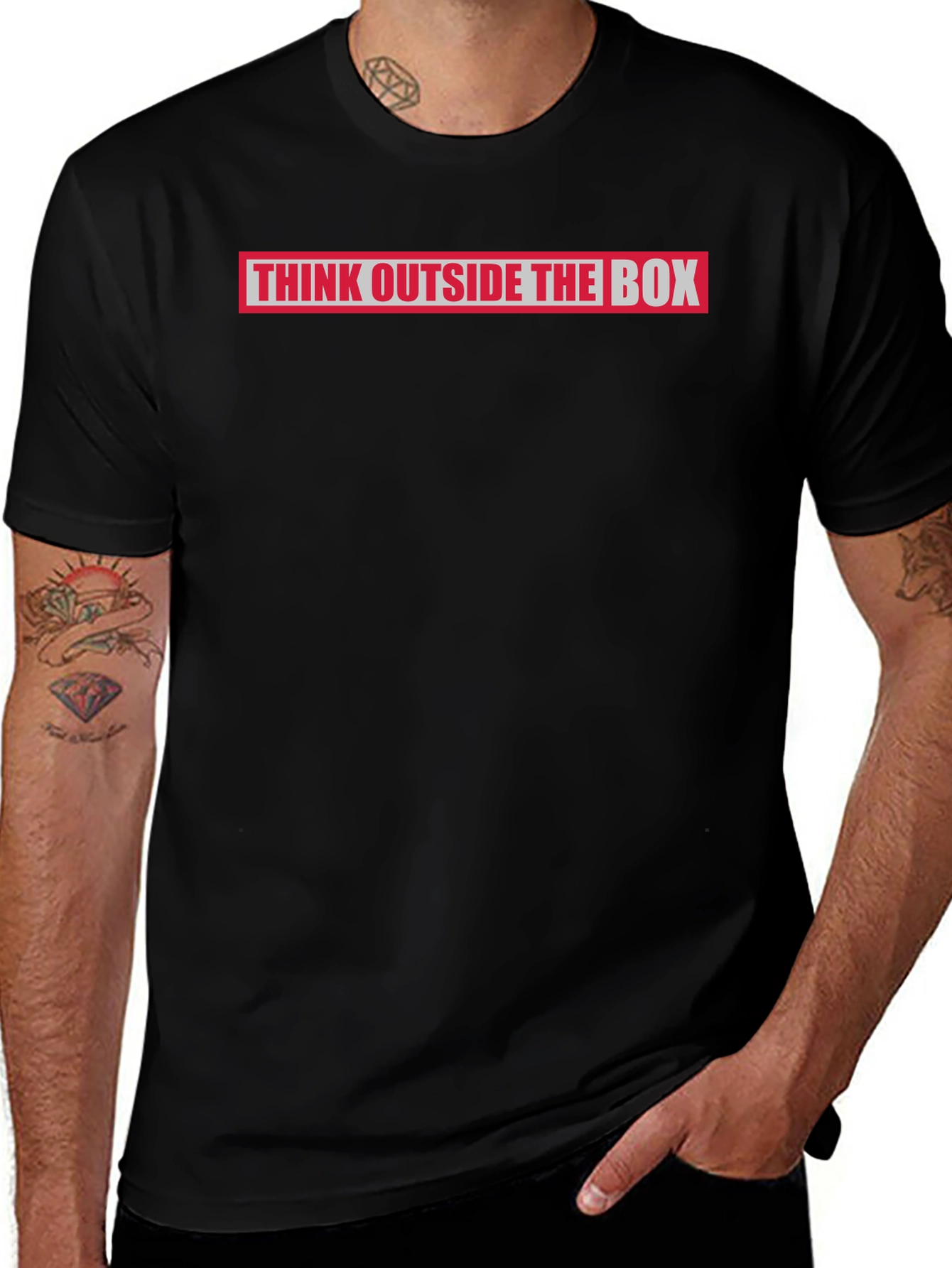Variant 28 of Think Outside the Box Graphic Tee - Black