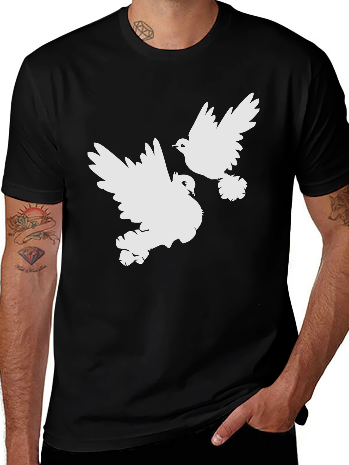 Variant 9 of Doves Graphic Tee - Black Cotton Comfort