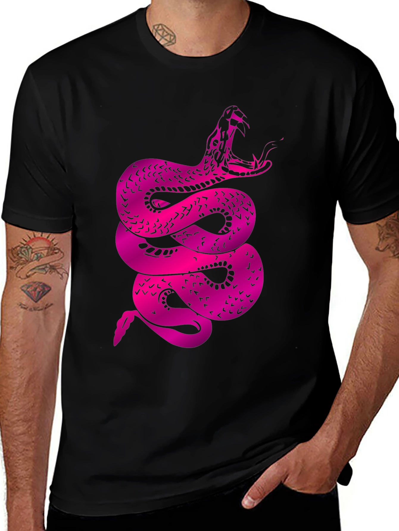 Variant 9 of Bold Snake Graphic Tee - Men's Black T-Shirt