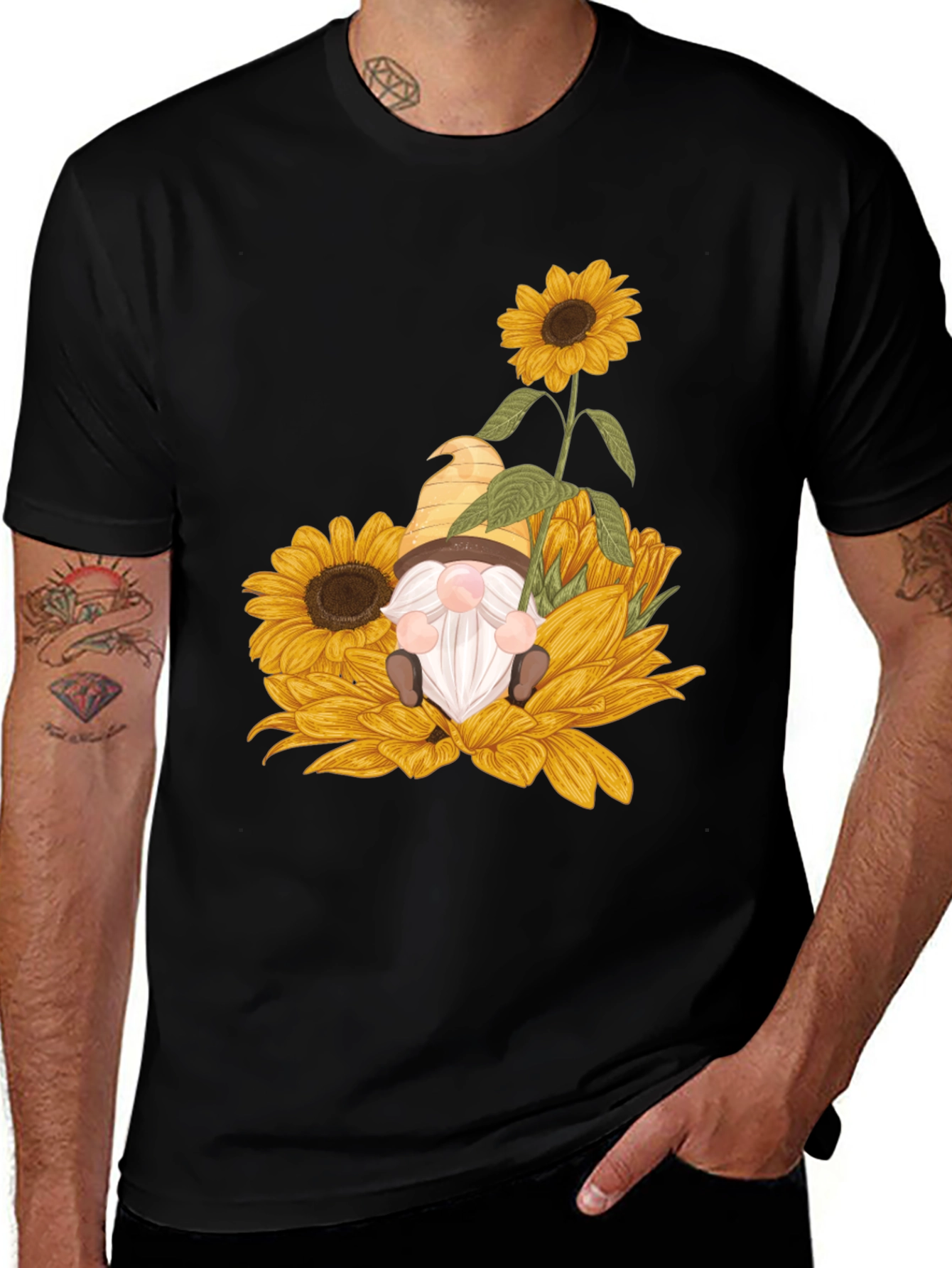 Variant 26 of Sunflower Gnome Graphic Tee - Soft Cotton Comfort