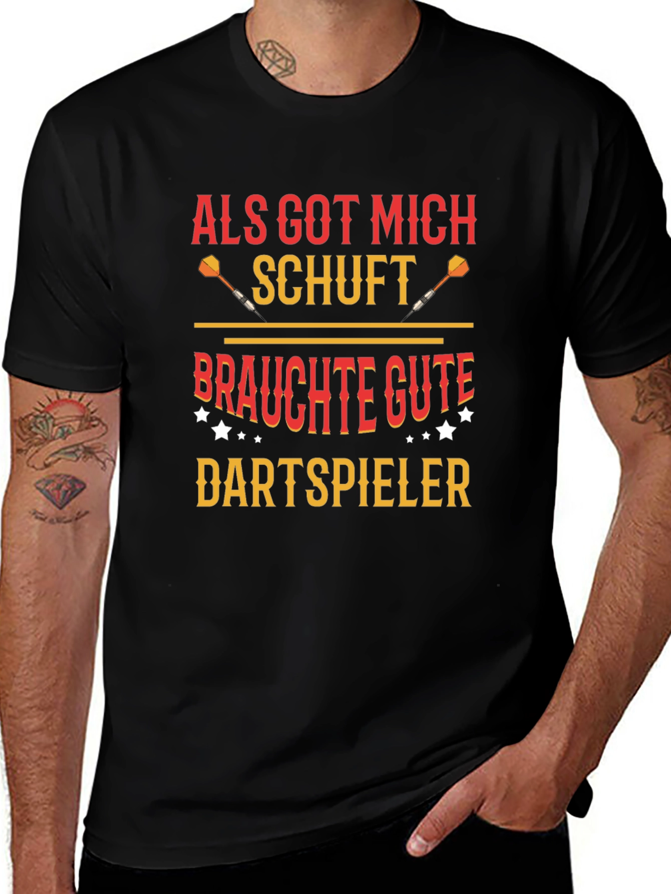 Variant 14 of Als Got Mich Schuft Dartspieler T-Shirt