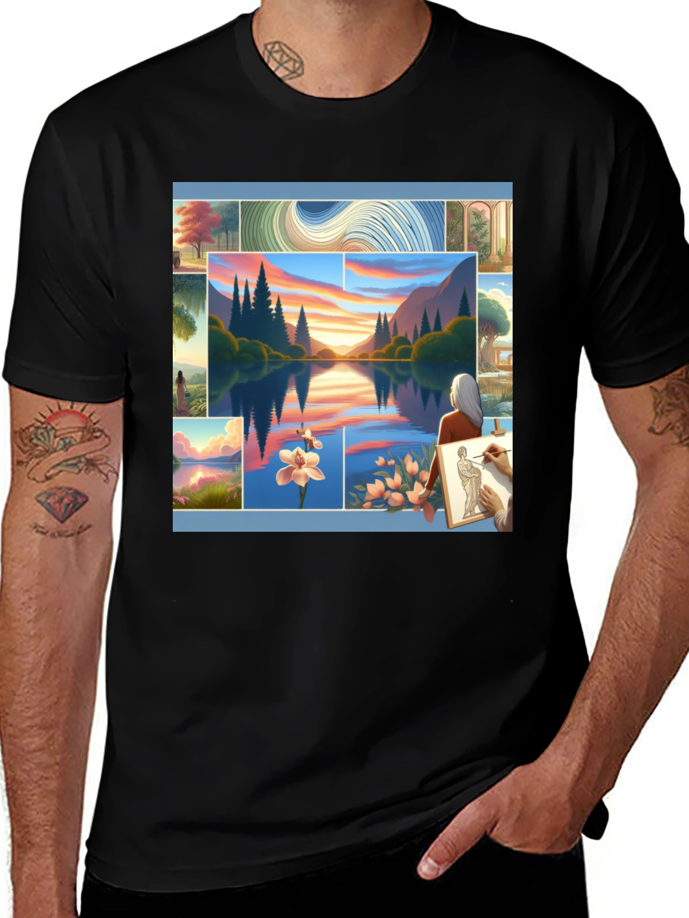 Artistic Landscape Collage Tee