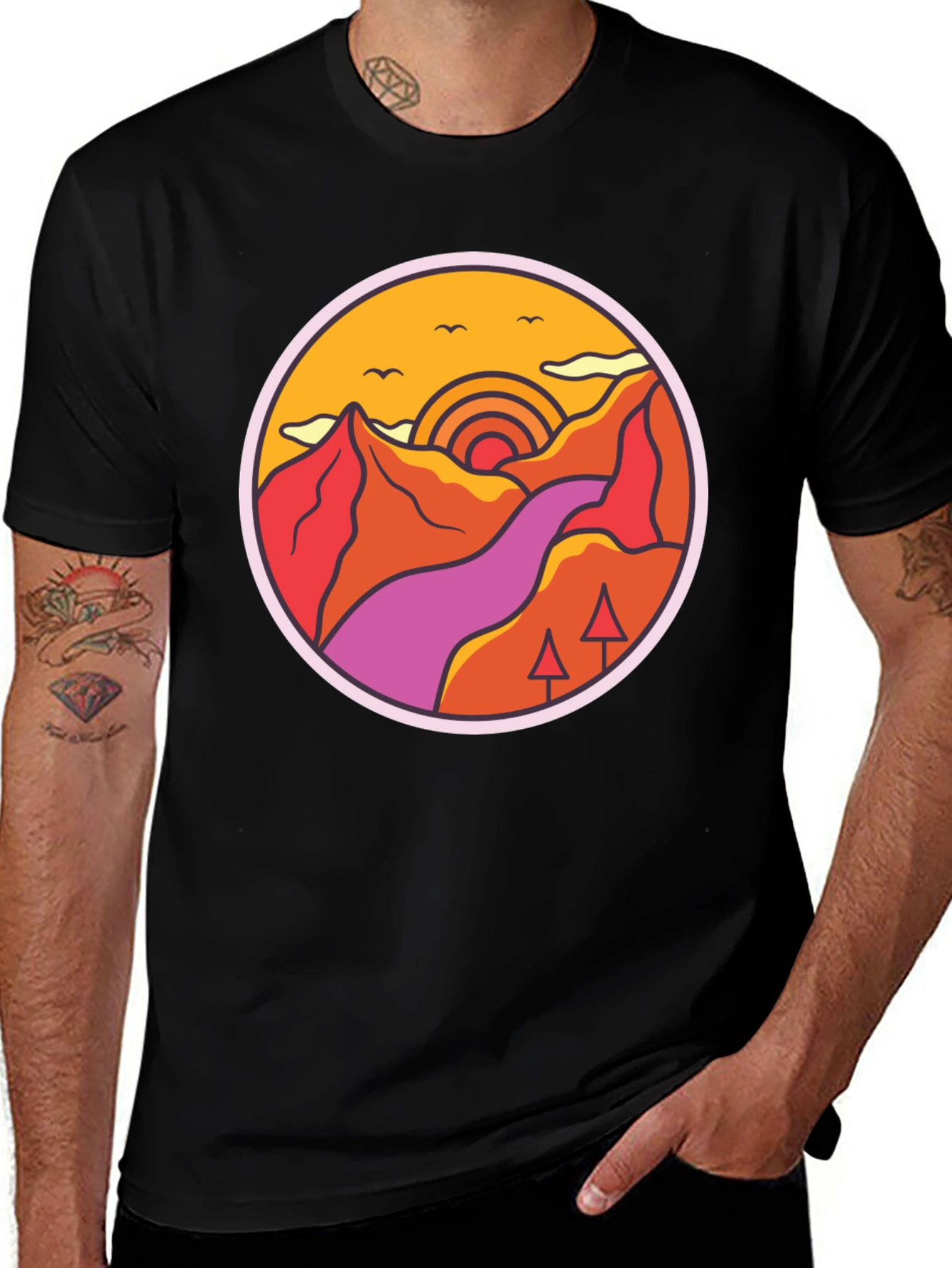 Variant 25 of Retro Mountainscape Graphic Tee