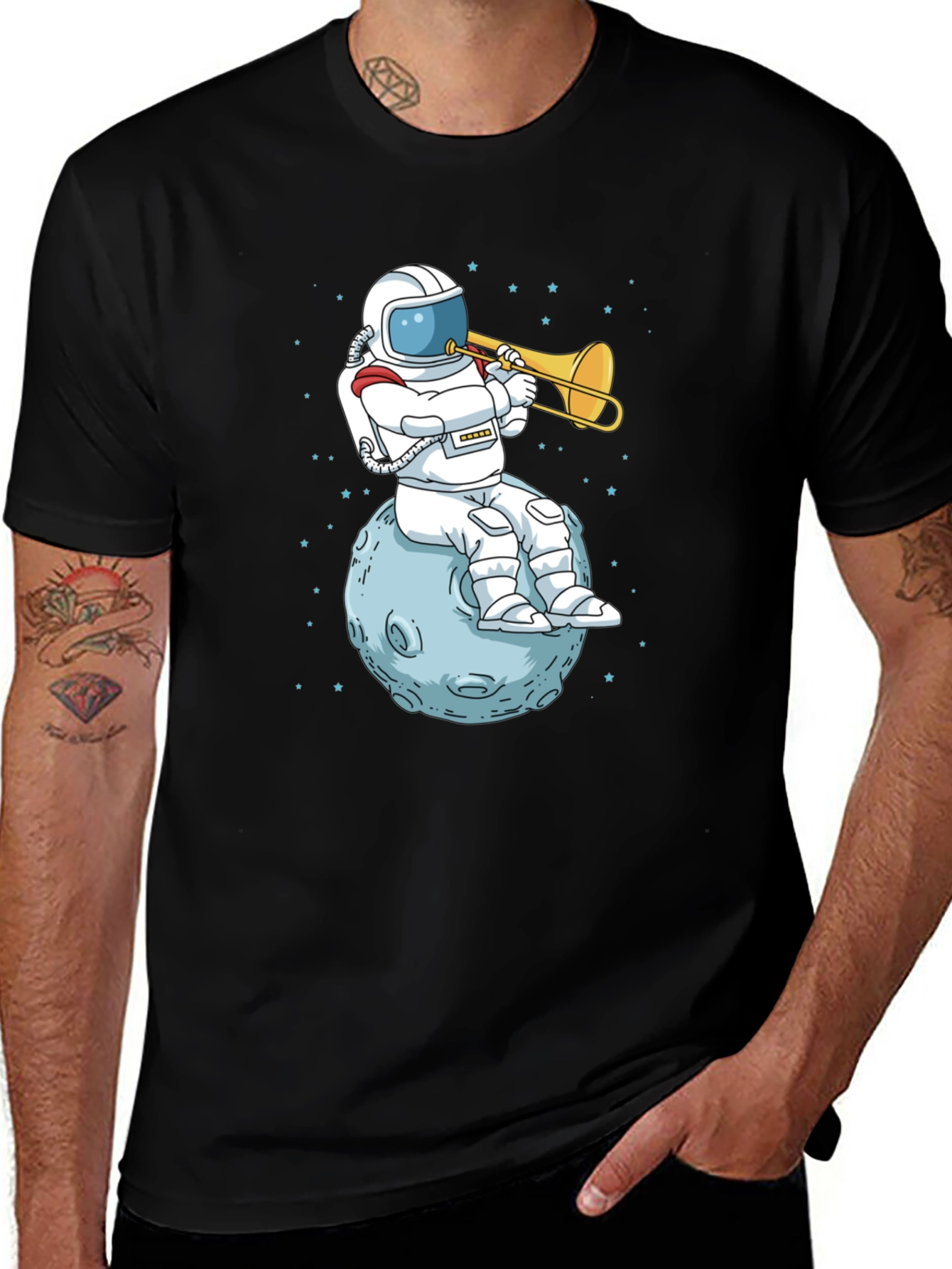 Variant 30 of Astronaut Trombone Player T-Shirt - Space Music Tee