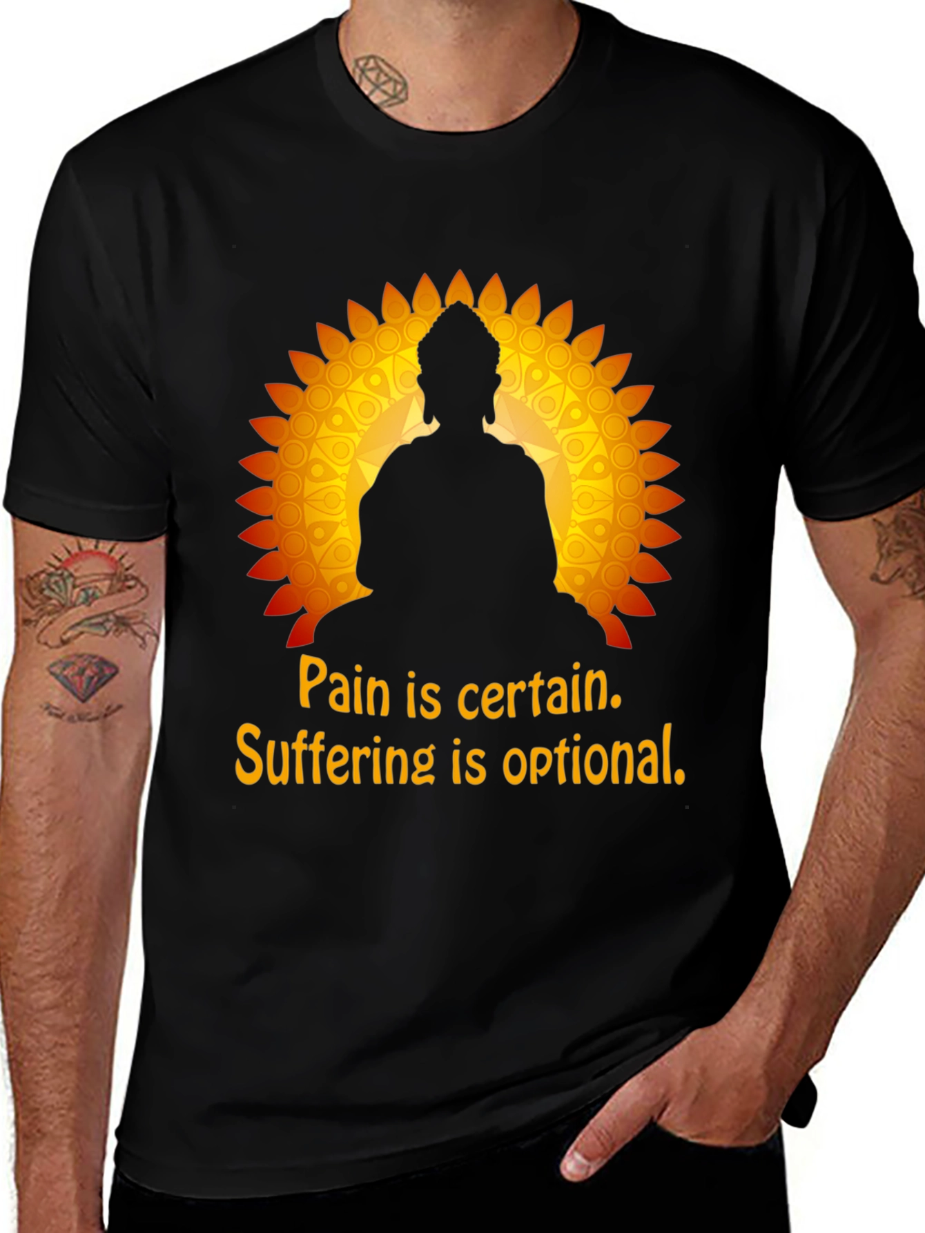 Variant 4 of Pain and Suffering Buddha Graphic T-Shirt