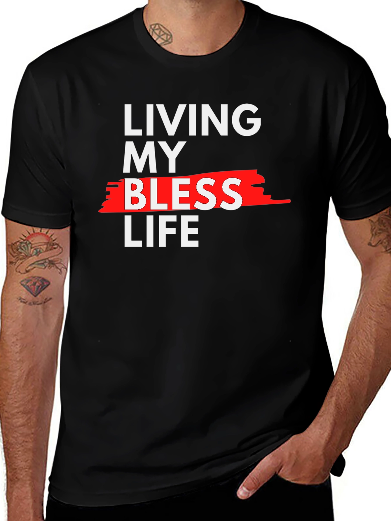 Variant 14 of Living My Blessed Life Graphic Tee - Black