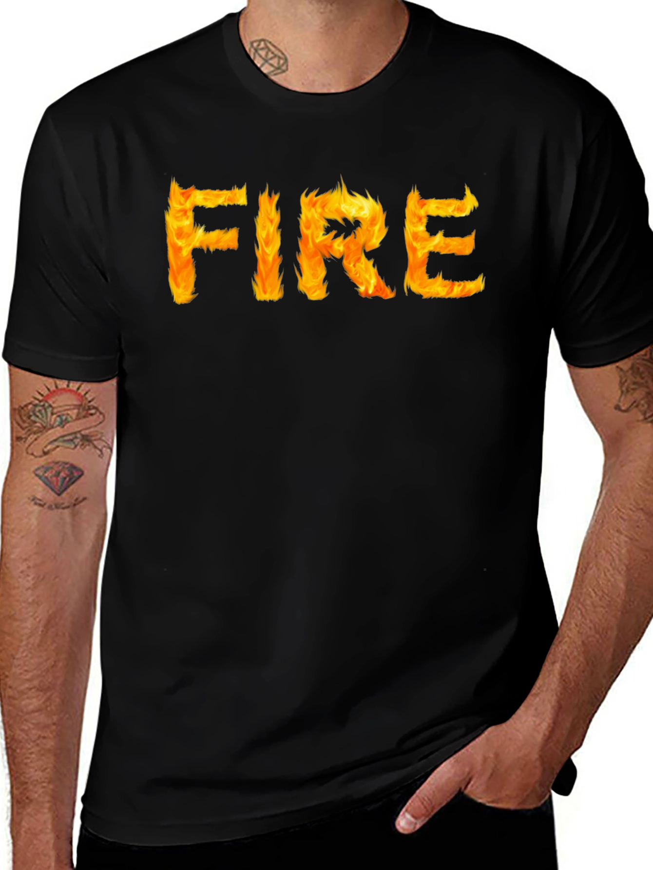 Variant 3 of Fiery Graphic Tee - Black Cotton T-Shirt