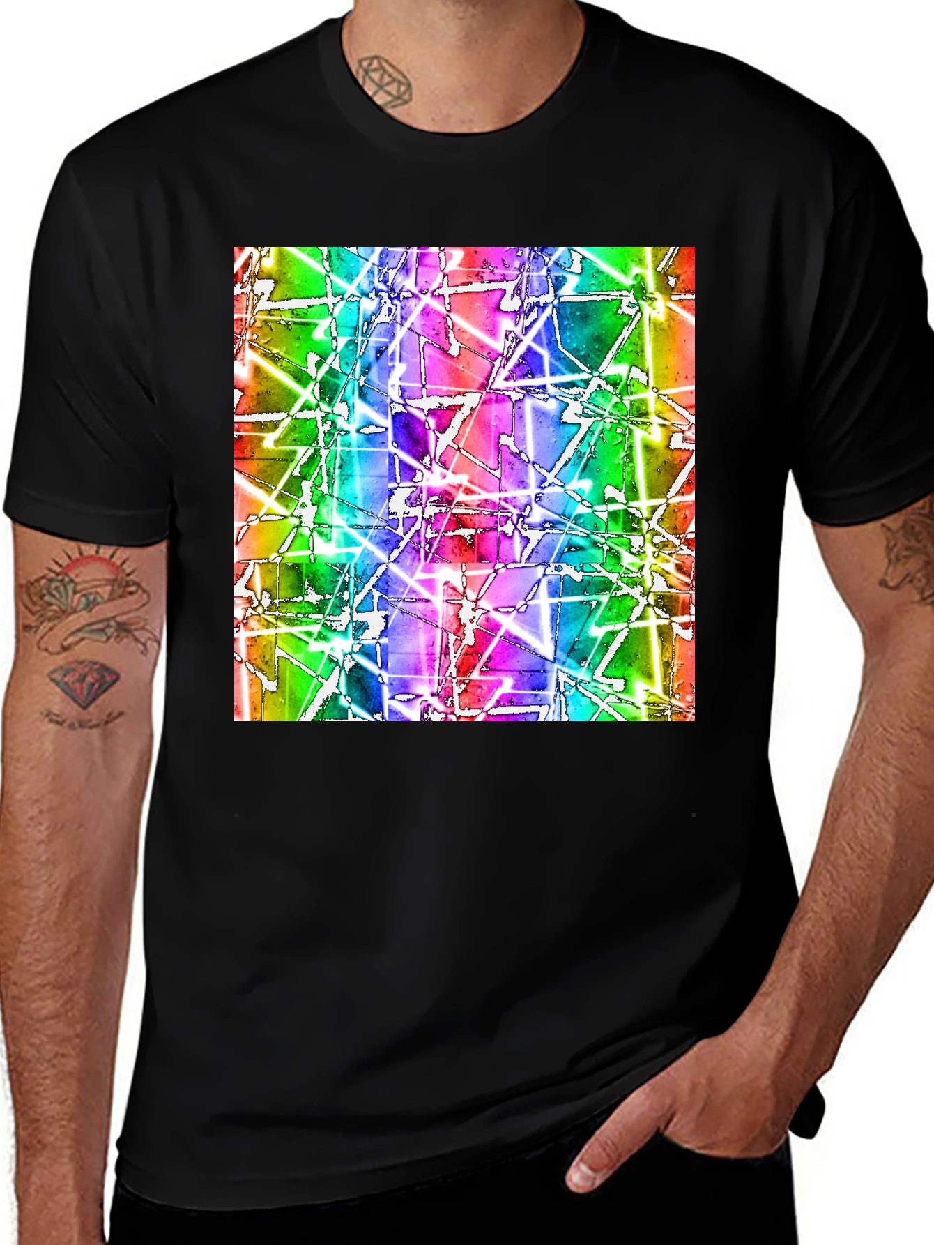 Variant 18 of Abstract Geometric Rainbow Graphic Tee - Modern Art T-Shirt
