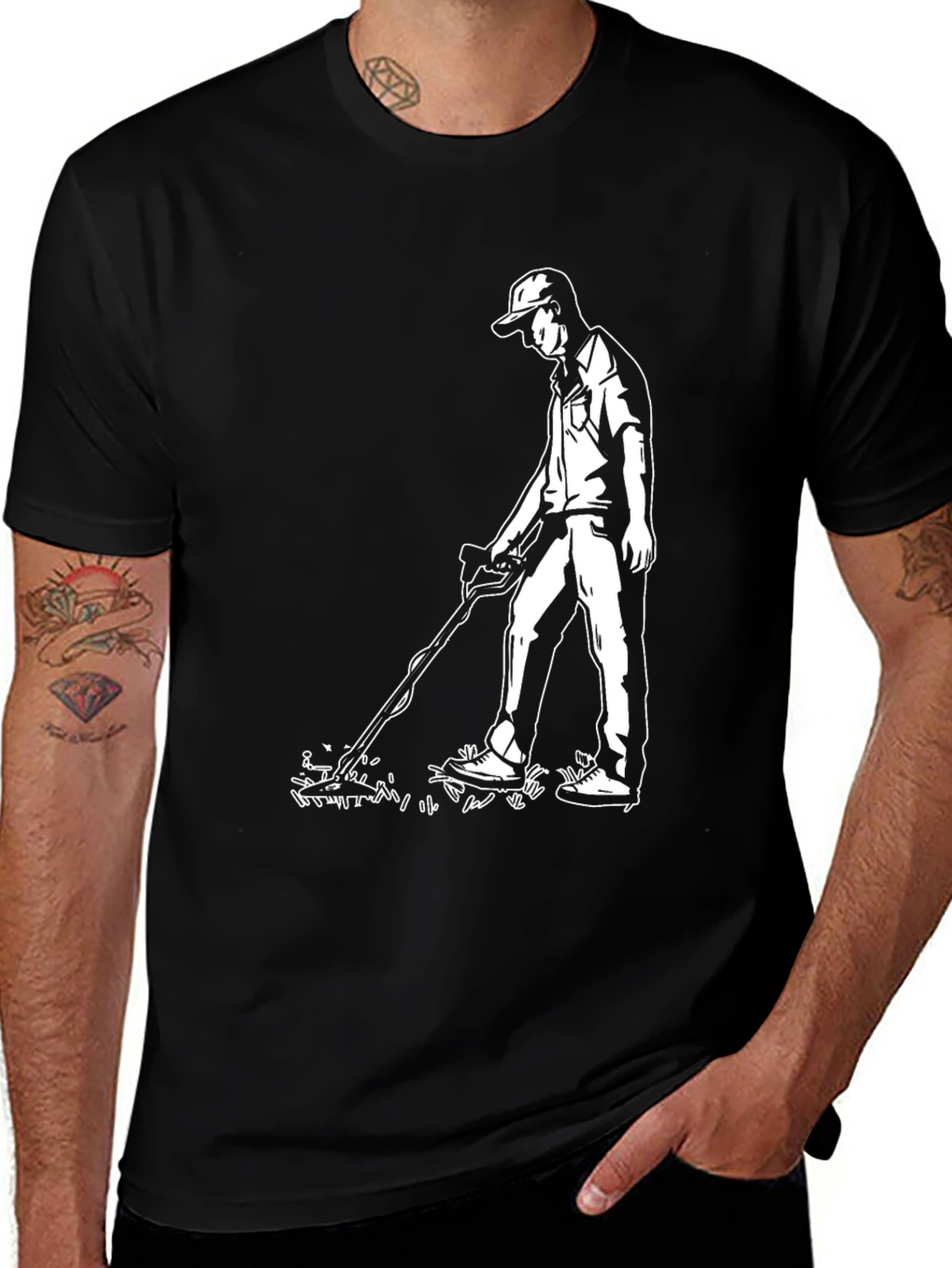 Variant 20 of Metal Detectorist Graphic T-Shirt - Black Cotton