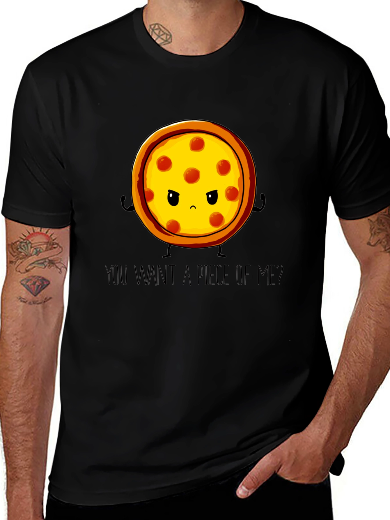 Variant 2 of Angry Pizza Graphic Tee - "You Want A Piece Of Me?"
