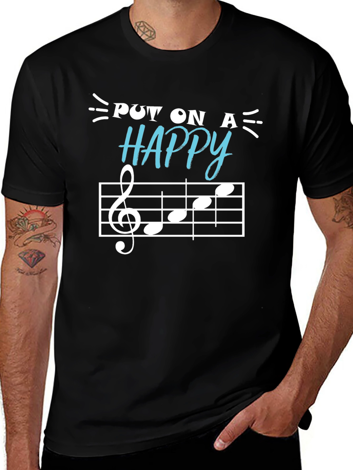 Happy Music Notes Graphic T-Shirt