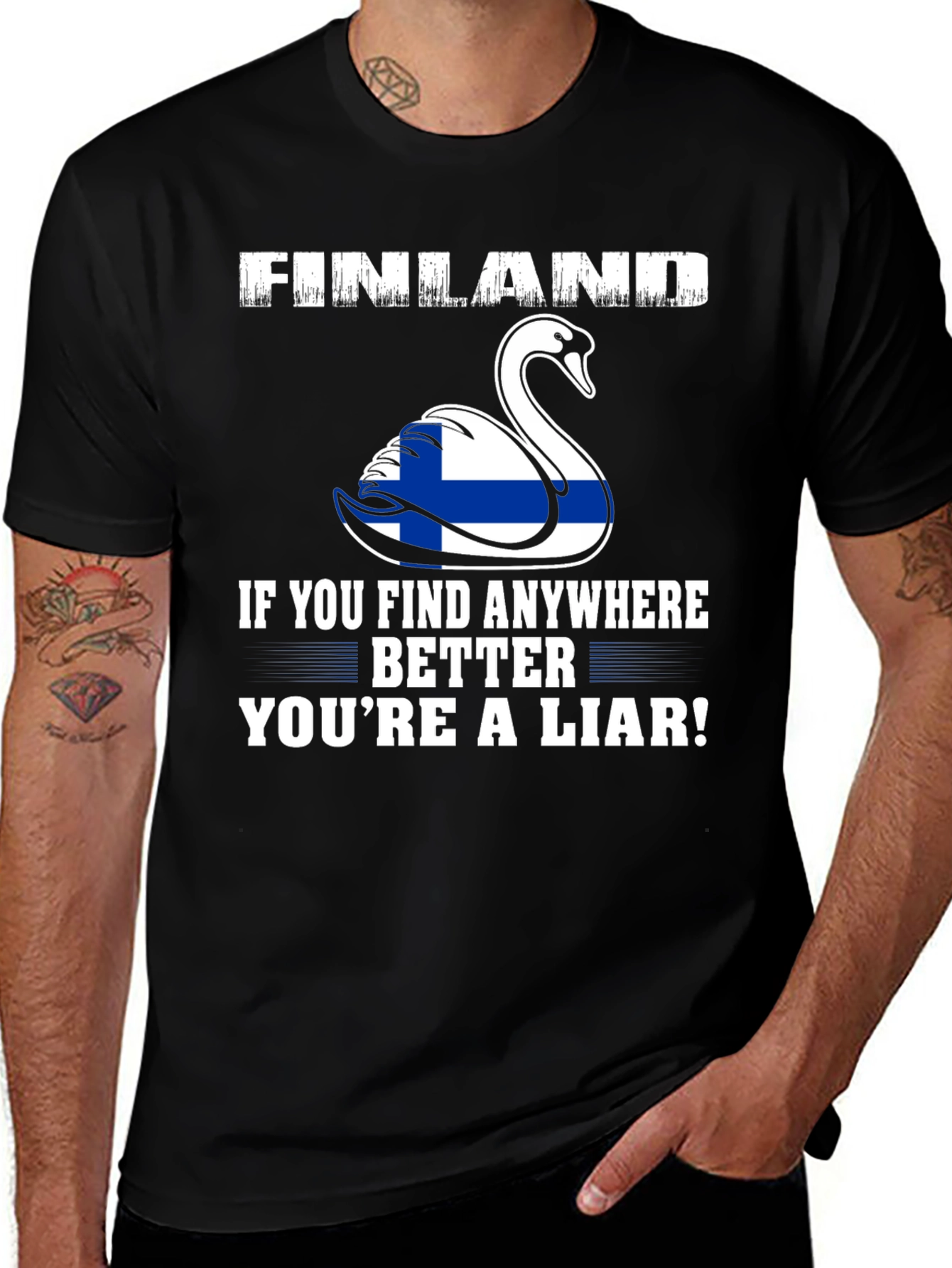 Finland Flag Swan Graphic T-Shirt