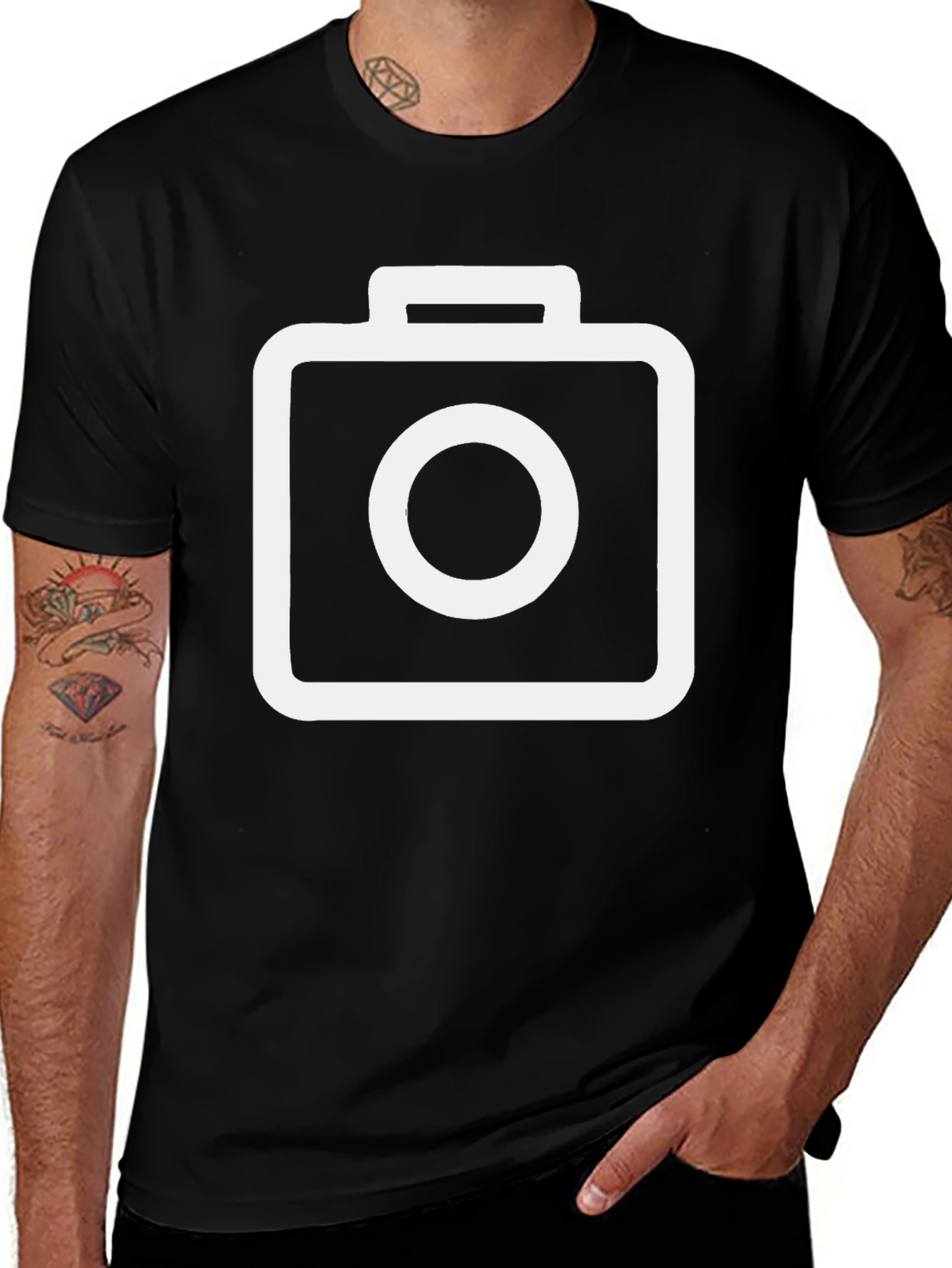 Variant 26 of Camera Graphic Tee - Black Cotton Casual Shirt