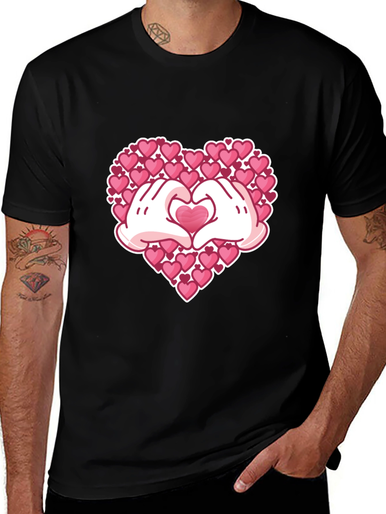 Heart Hands Graphic Tee - Black T-Shirt