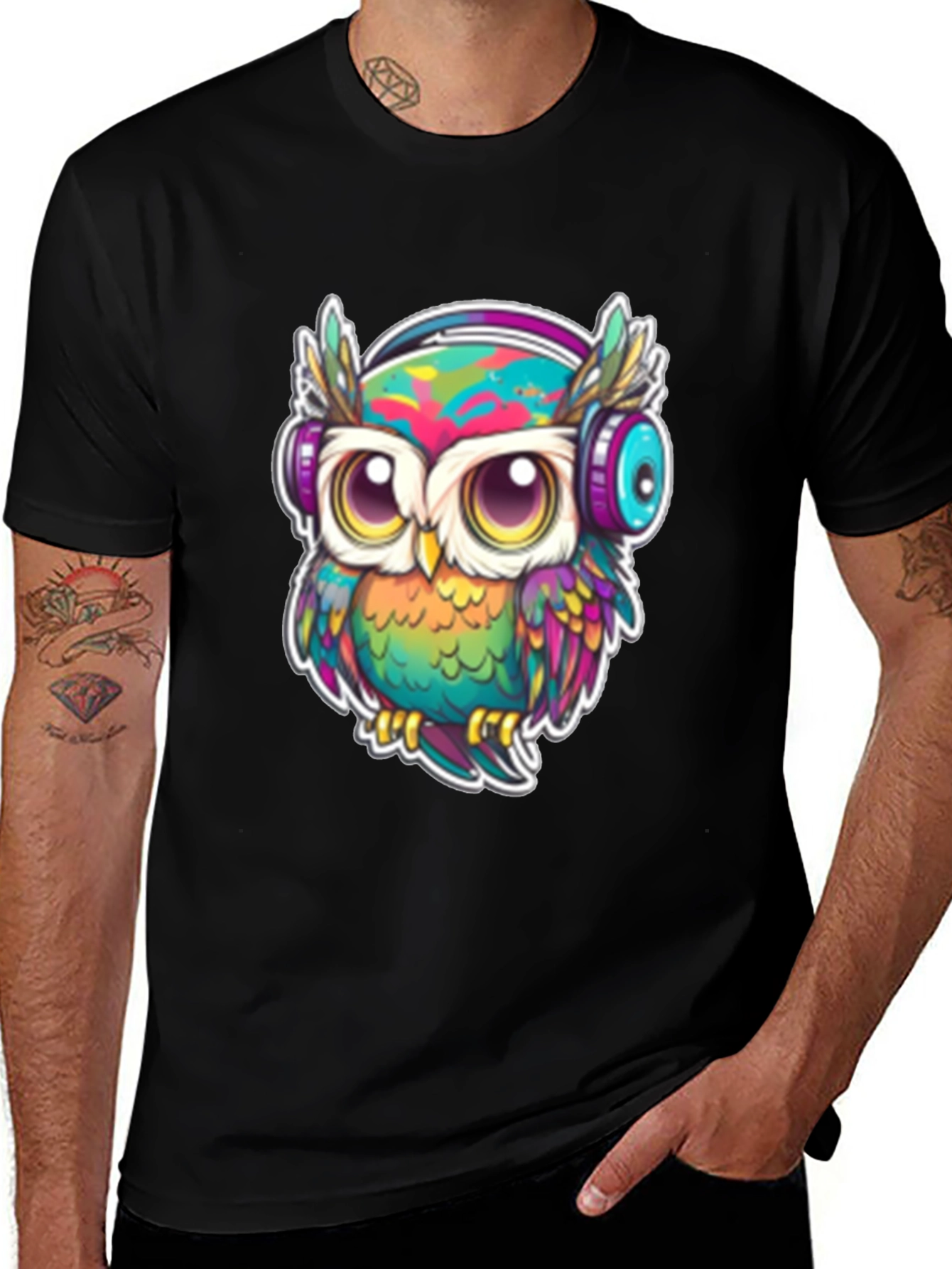 Variant 12 of Owl with Headphones Graphic Tee
