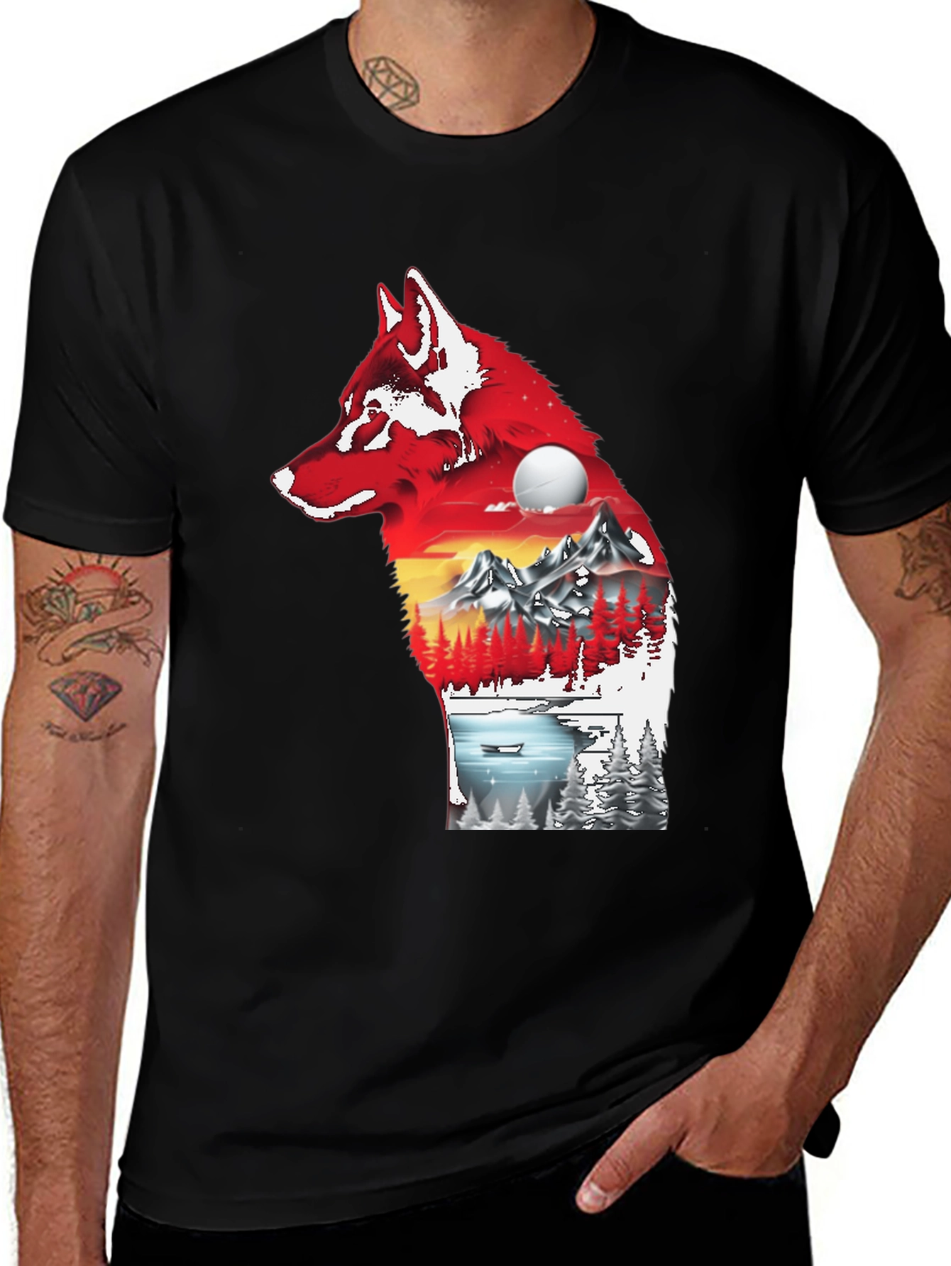 Variant 19 of Wolf Silhouette Nature Graphic Tee