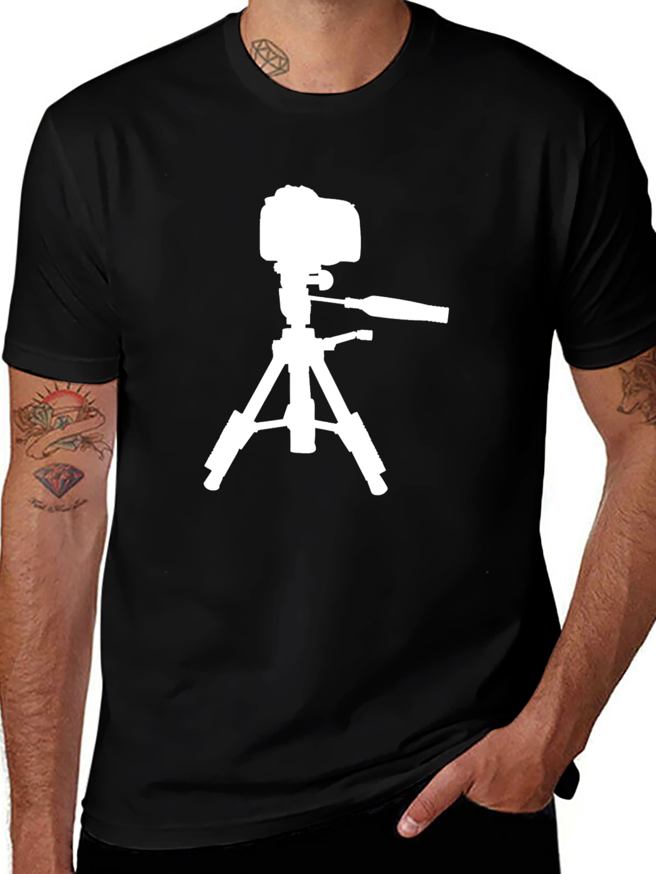 Variant 25 of Camera Tripod Graphic Tee - Black Unisex Shirt