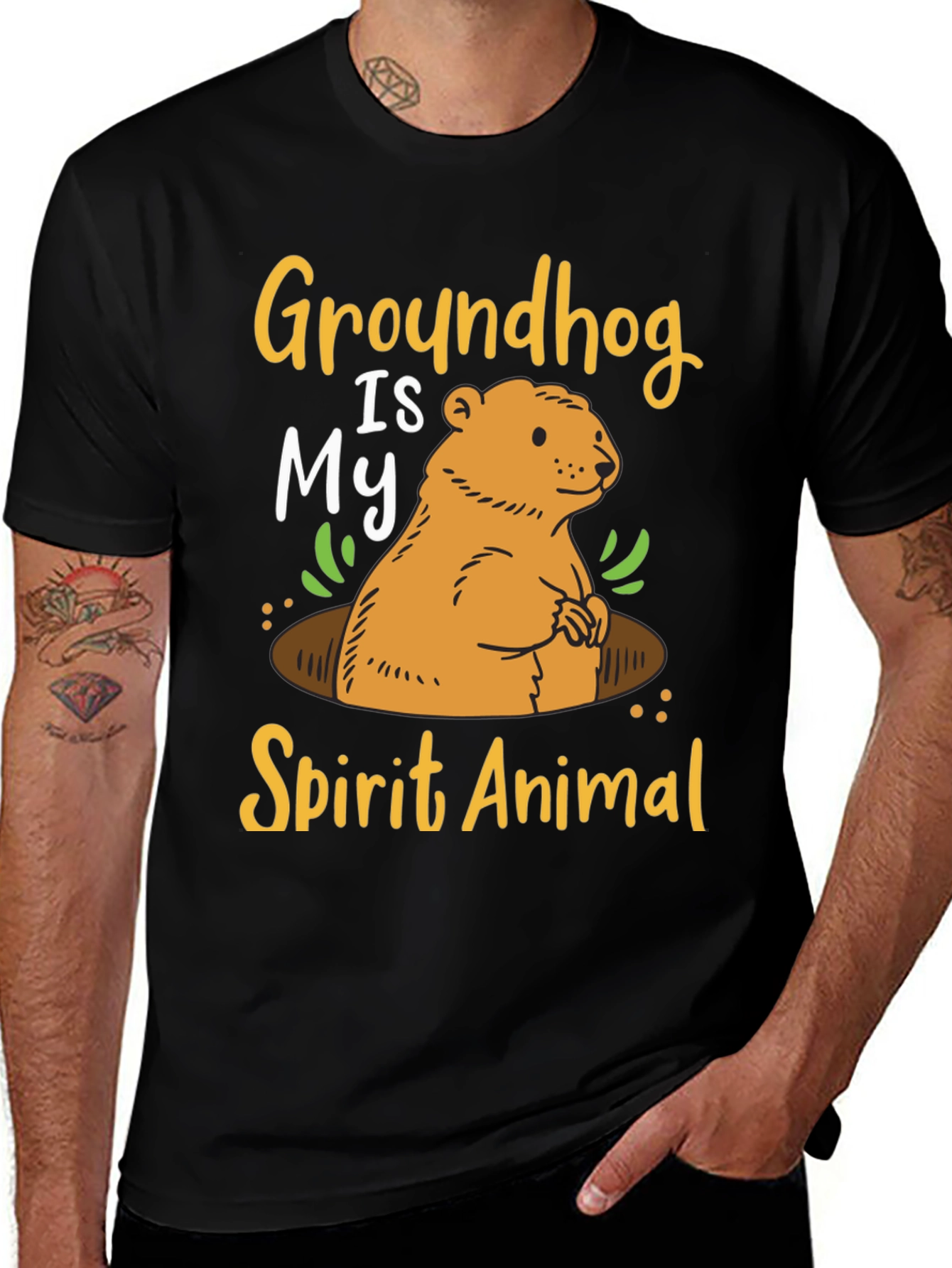 Variant 26 of Groundhog Spirit Animal Graphic T-Shirt