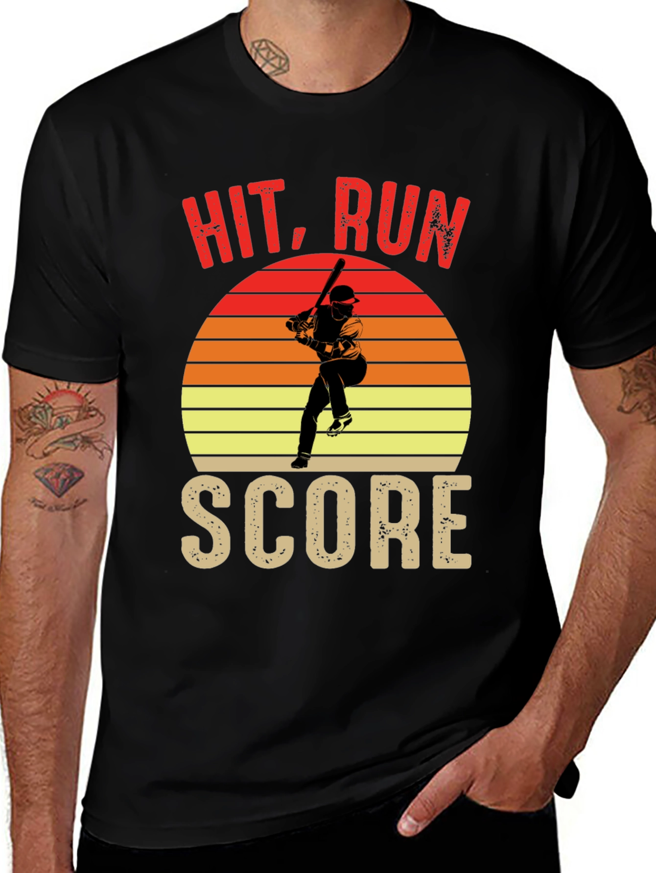 Variant 24 of Hit Run Score Graphic T-Shirt Baseball Fan