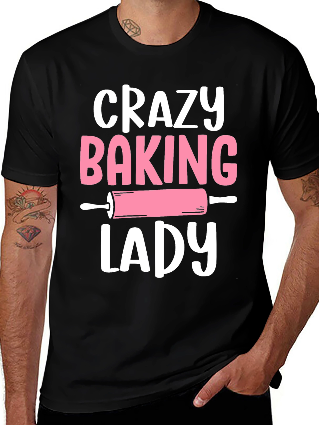 Variant 3 of Crazy Baking Lady Graphic Tee - Black