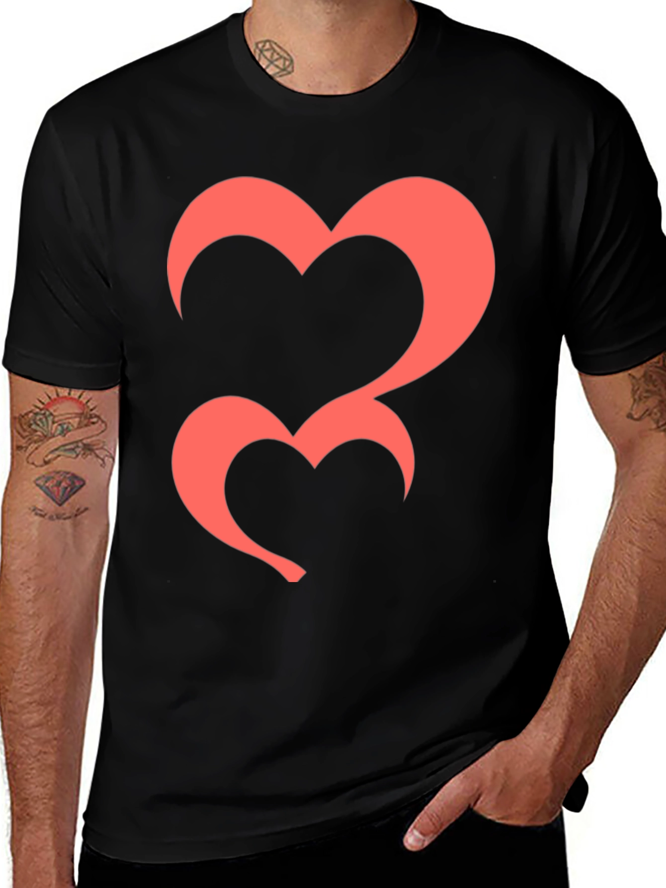 Variant 22 of Heart Graphic Tee - Black Casual T-Shirt