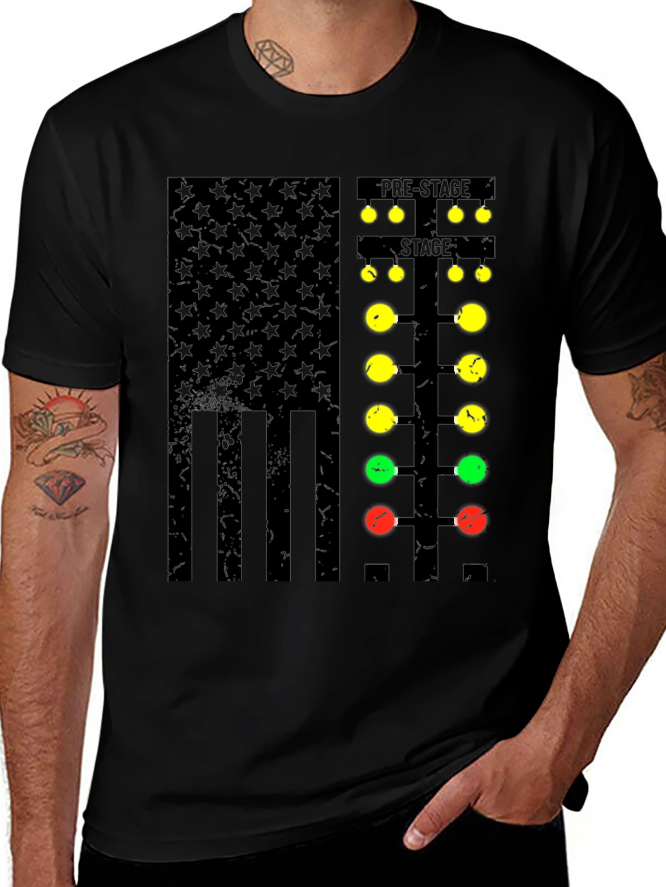Variant 26 of American Flag Drag Racing Tree T-Shirt