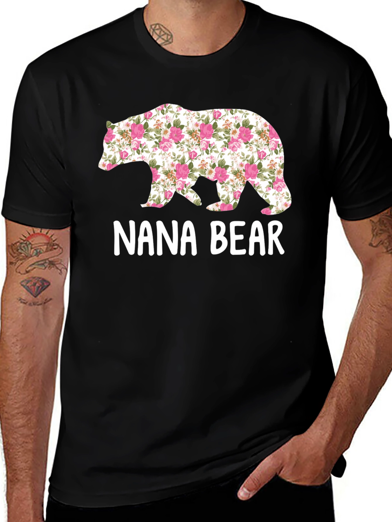 Nana Bear Floral Graphic T-Shirt