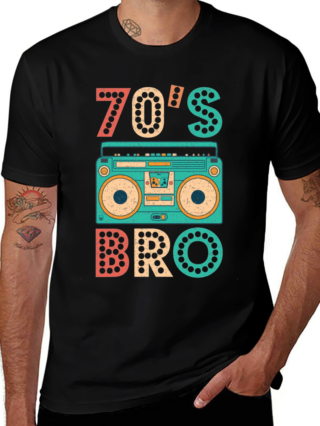70s Bro T-Shirt - Retro Boombox Tee
