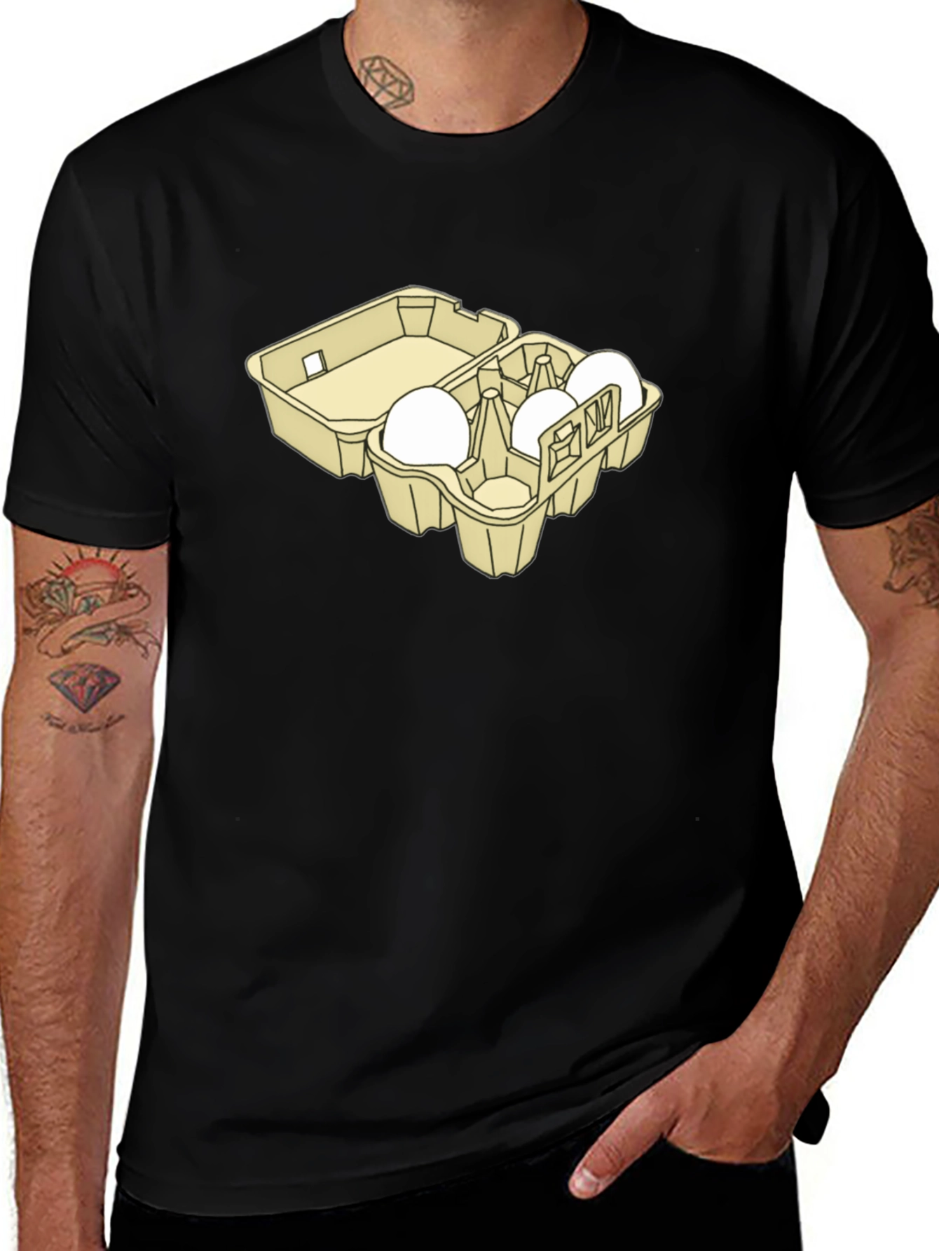 Variant 28 of Egg Carton T-Shirt - Quirky & Fun Black Tee