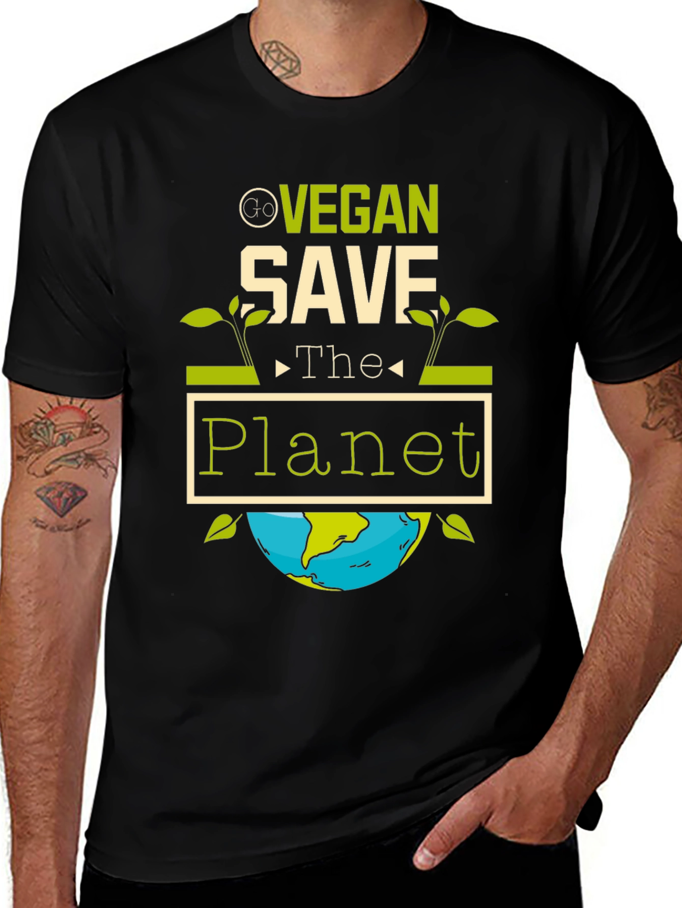 Variant 19 of Go Vegan Save the Planet T-Shirt - Eco-Friendly