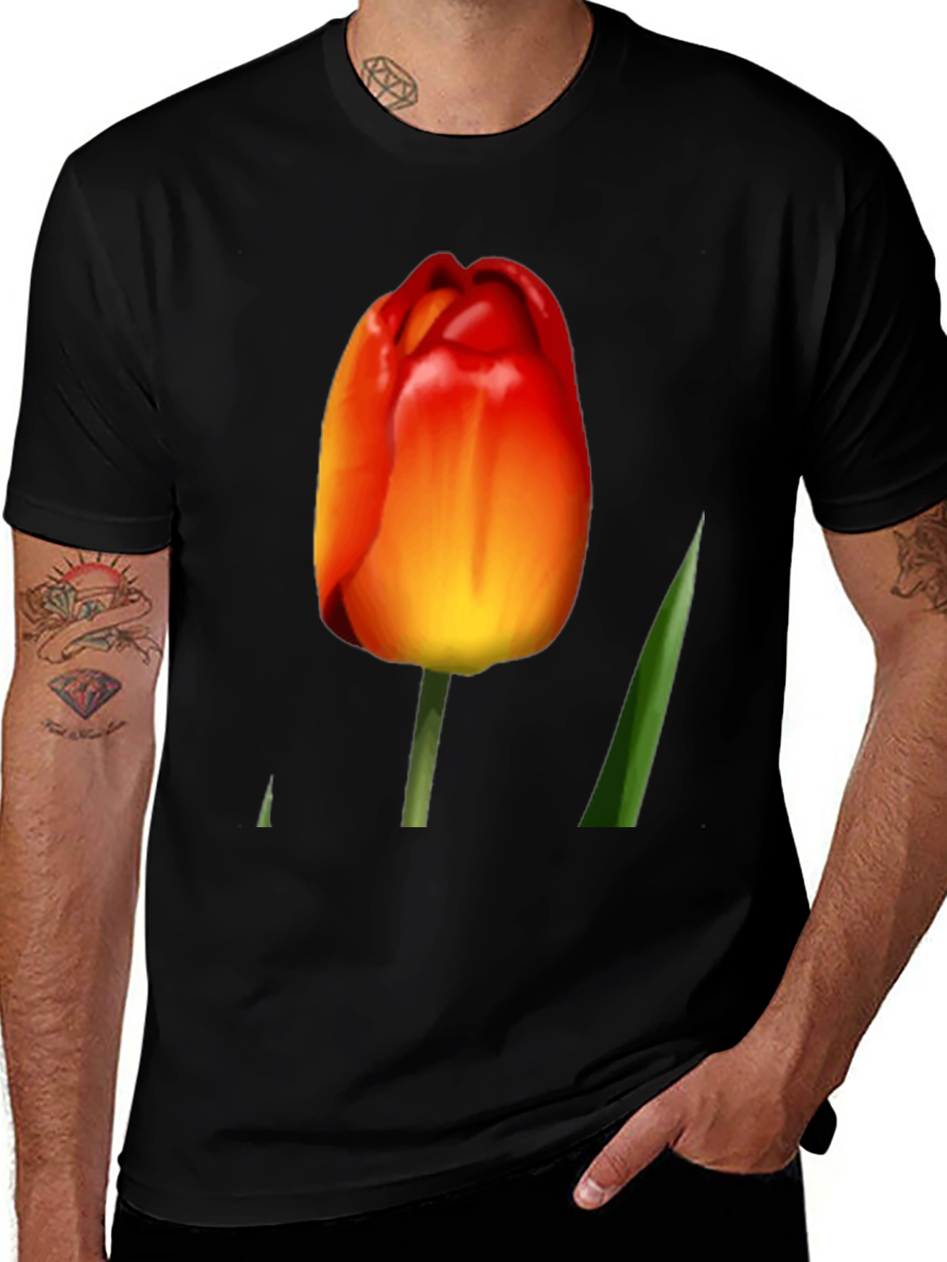 Variant 20 of Tulip Graphic Tee - Bold Floral Design