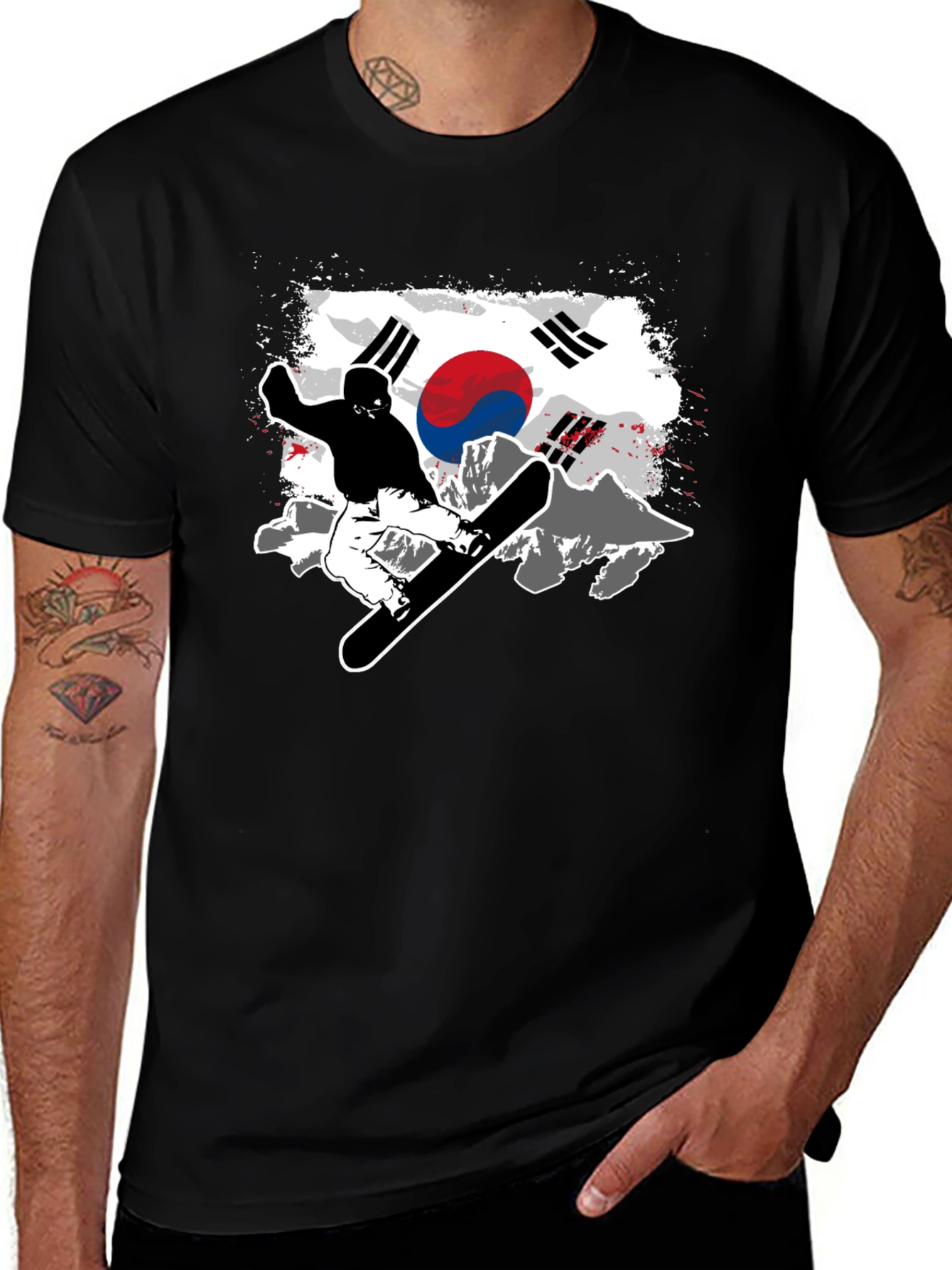 Variant 28 of South Korea Snowboarder T-Shirt - Graphic Tee