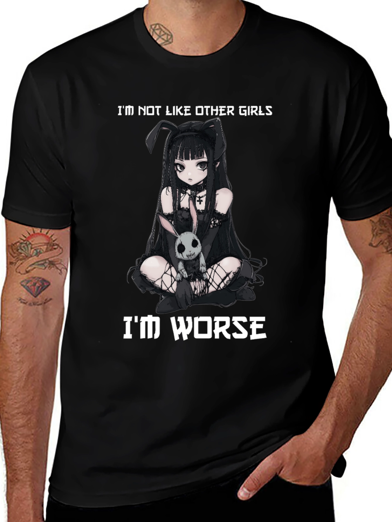 Variant 2 of Goth Anime Girl Tee - "I'm Not Like Other Girls"