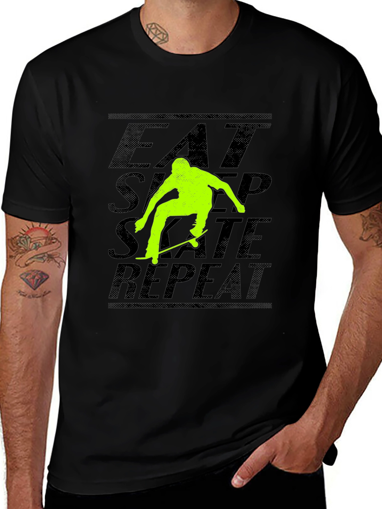 Variant 21 of Eat Sleep Skate Repeat Black Graphic Tee