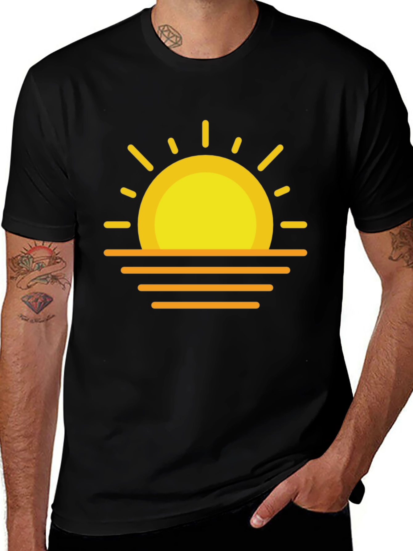 Variant 26 of Sunset Graphic Tee - Stylish Black Cotton T-Shirt