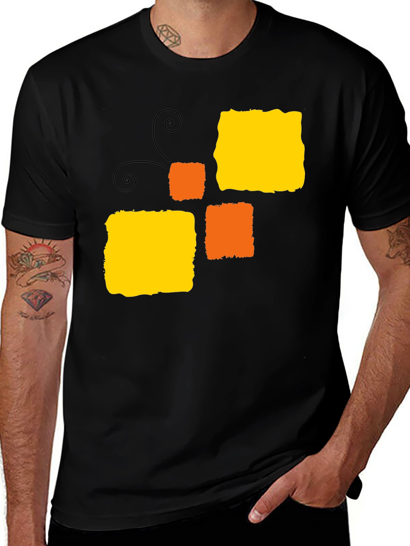 Variant 15 of Abstract Block Pattern Black T-Shirt