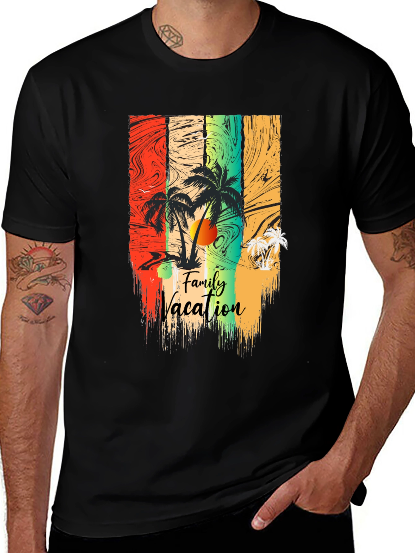 Variant 17 of Family Vacation Palm Tree Graphic Tee