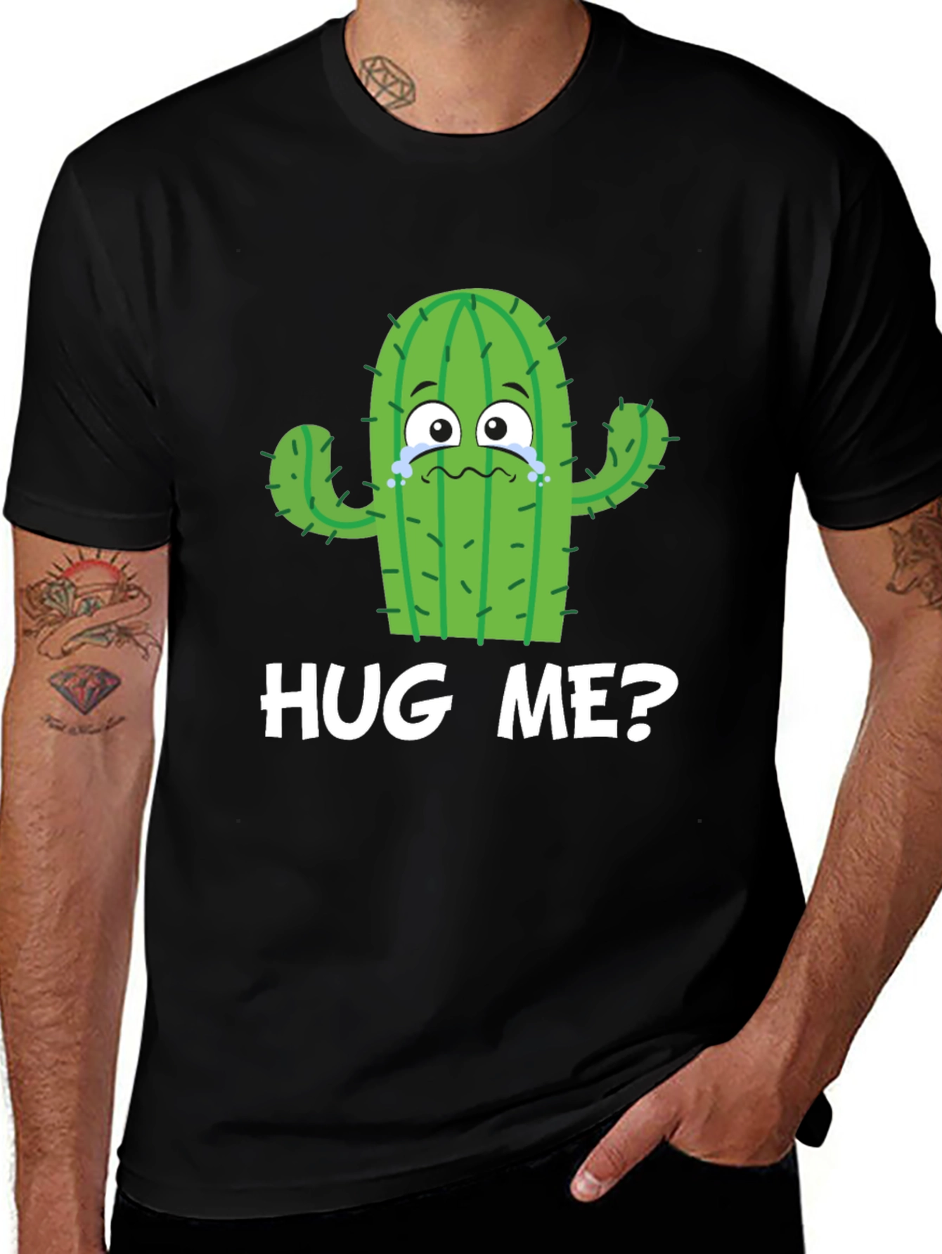 Variant 26 of Hug Me Cactus Graphic Tee - Soft Cotton Blend