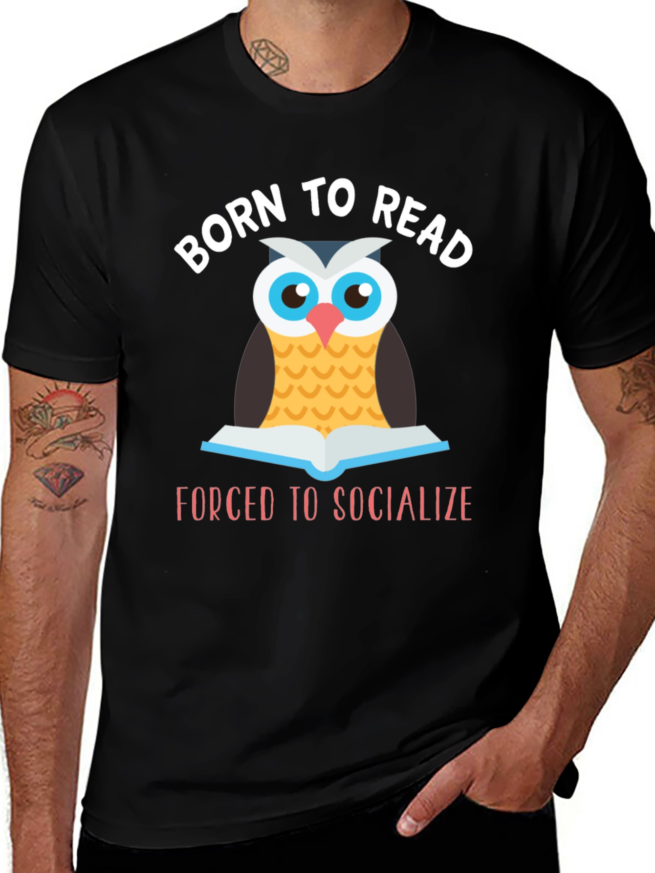 Variant 4 of Born to Read Owl Graphic Tee - Soft Cotton Blend