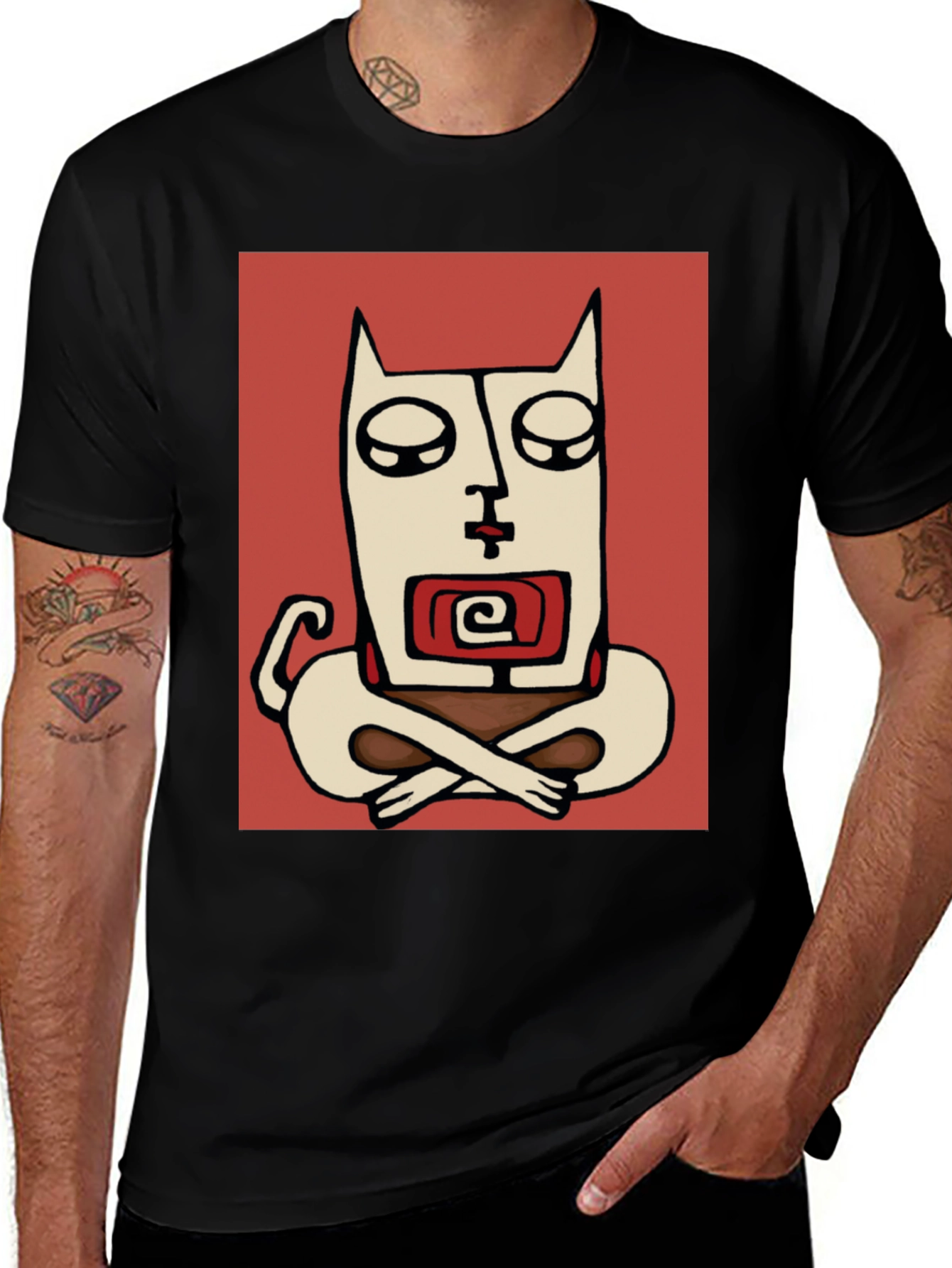 Variant 17 of Abstract Meditating Cat Graphic Tee