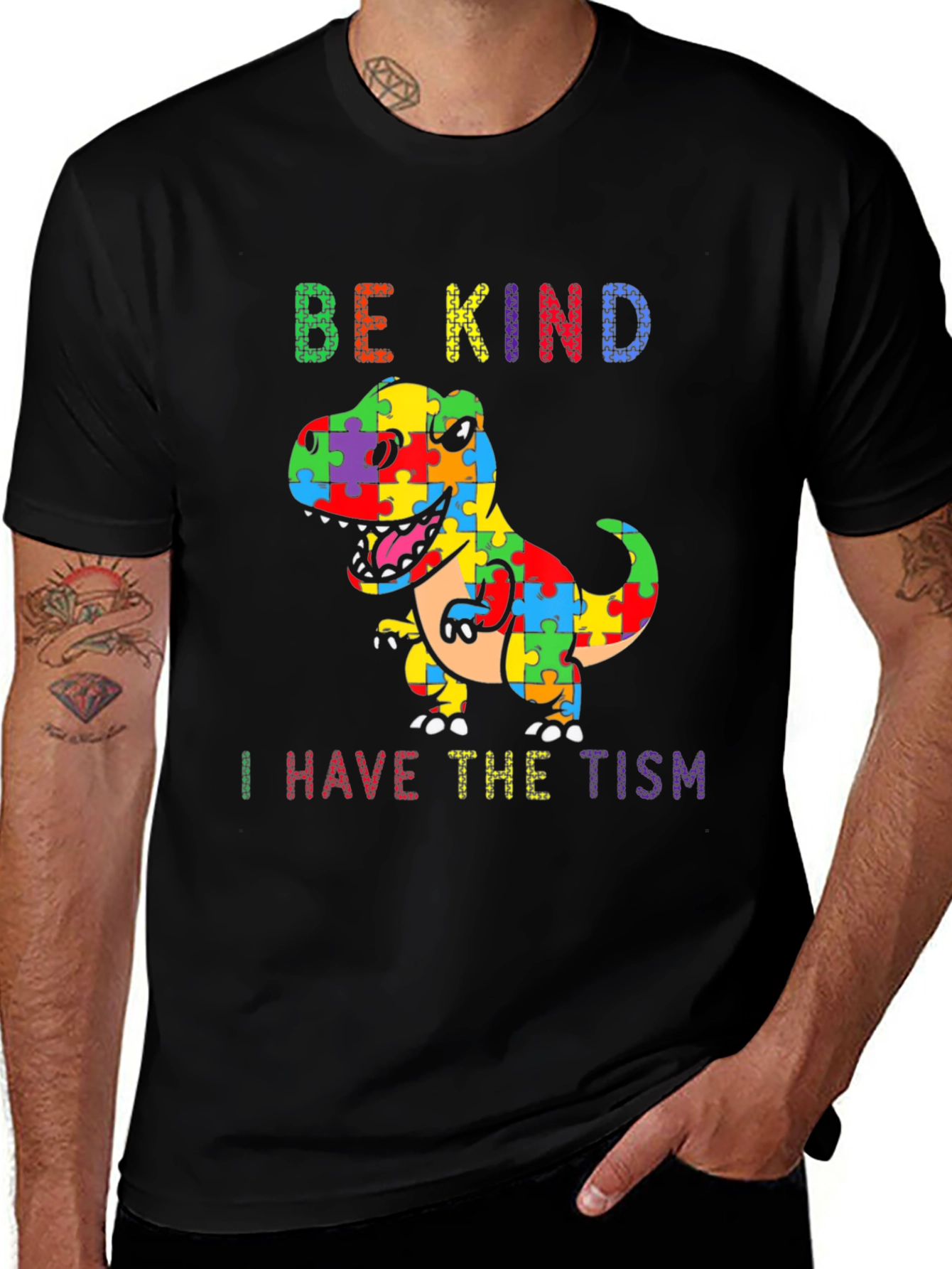 Variant 23 of Autism Awareness Dinosaur T-Shirt