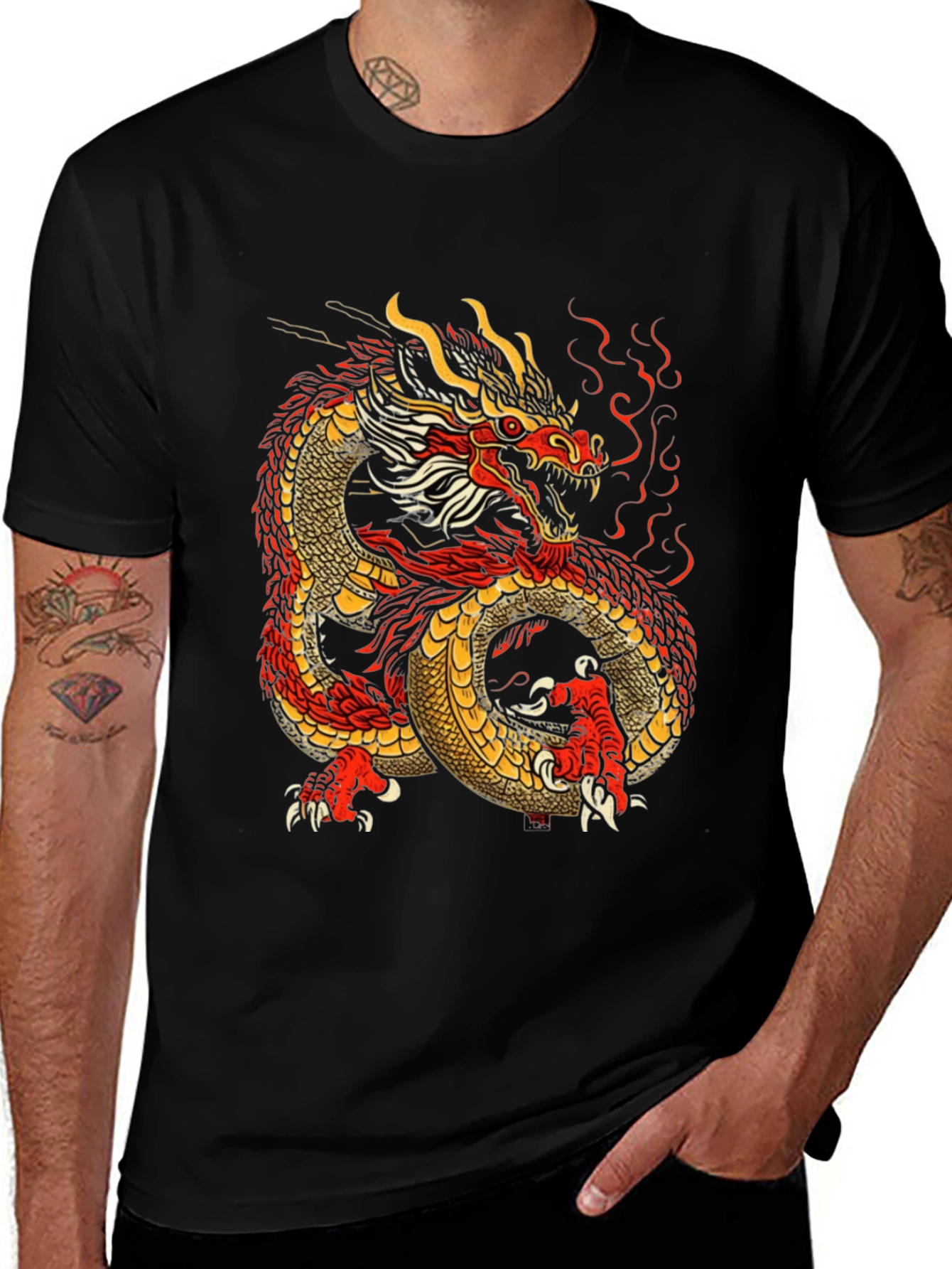 Variant 27 of Dragon Graphic Black T-Shirt