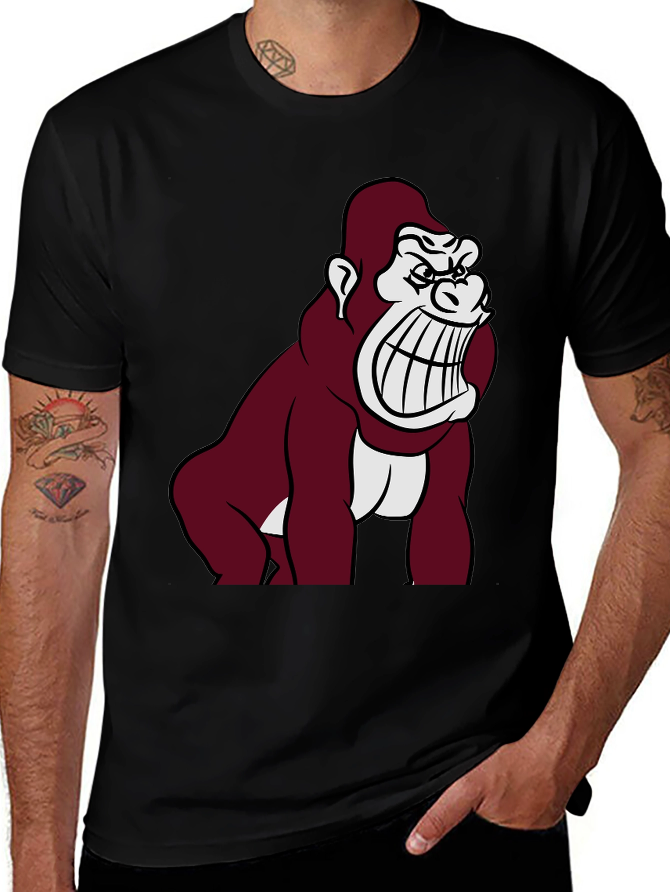 Variant 3 of Angry Gorilla Graphic Tee - Bold Black Cotton T-Shirt