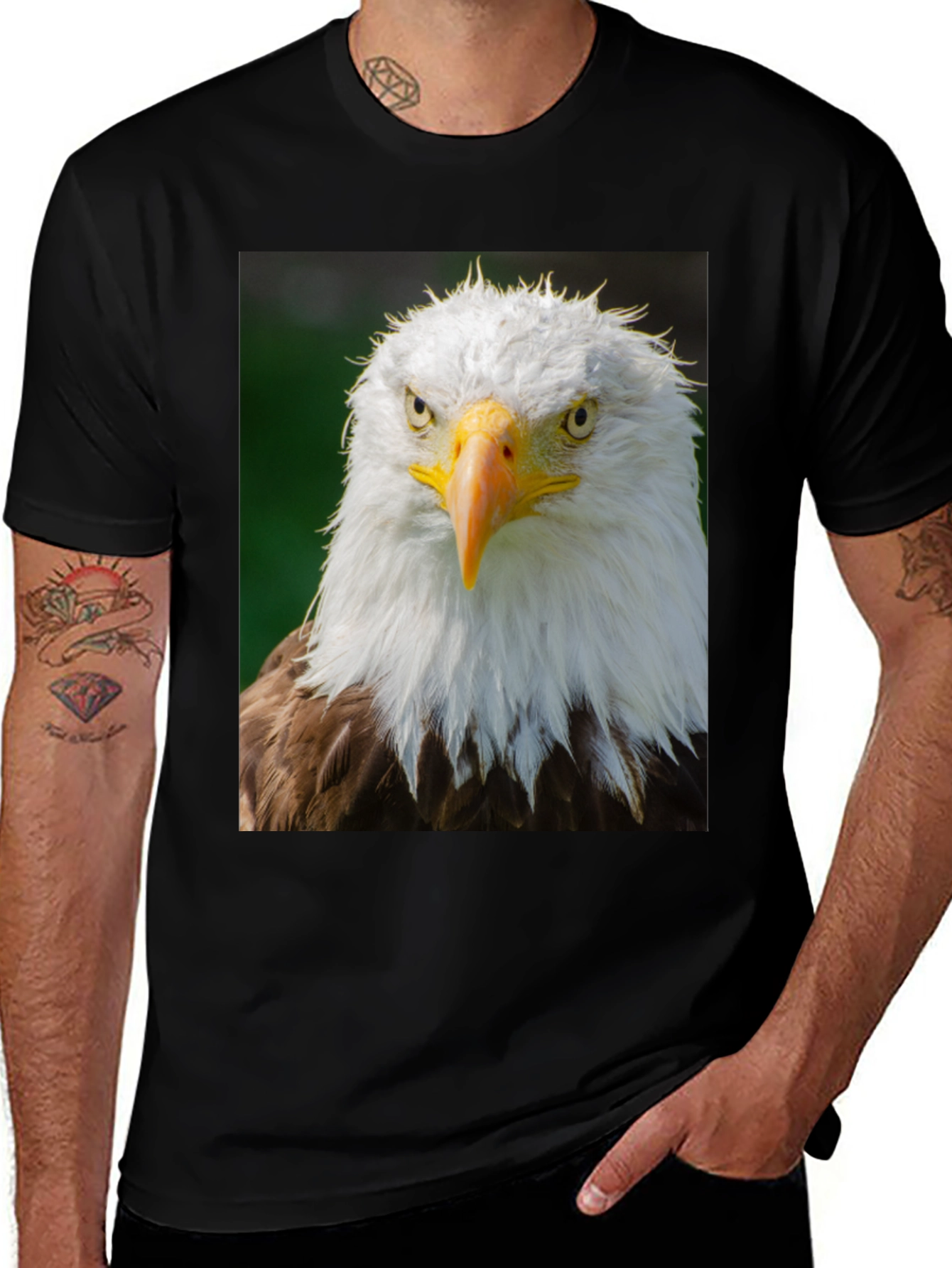 Variant 4 of Bald Eagle Graphic Tee - Black Cotton T-Shirt