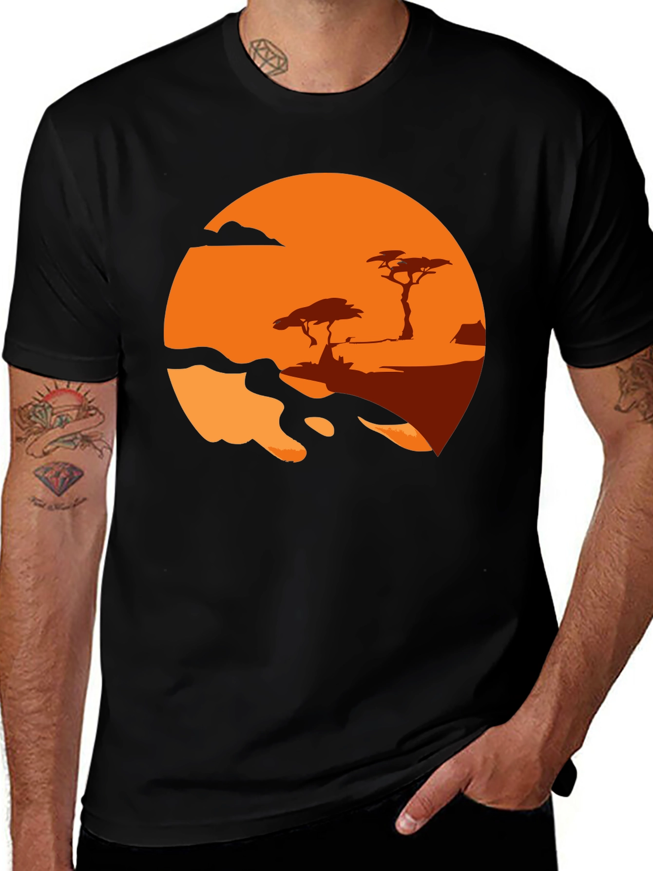 Variant 9 of Sunset Silhouette T-Shirt: African Adventure Style