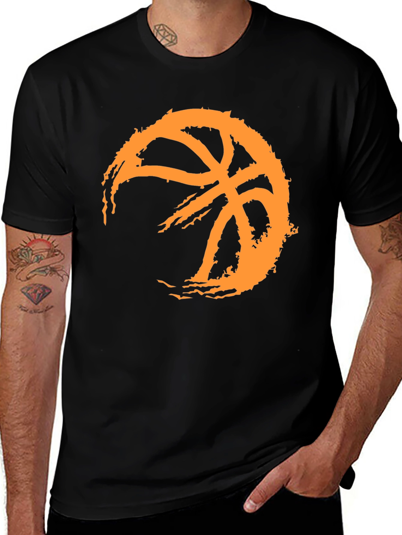Variant 24 of Basketball Graphic Tee - Black Cotton T-Shirt